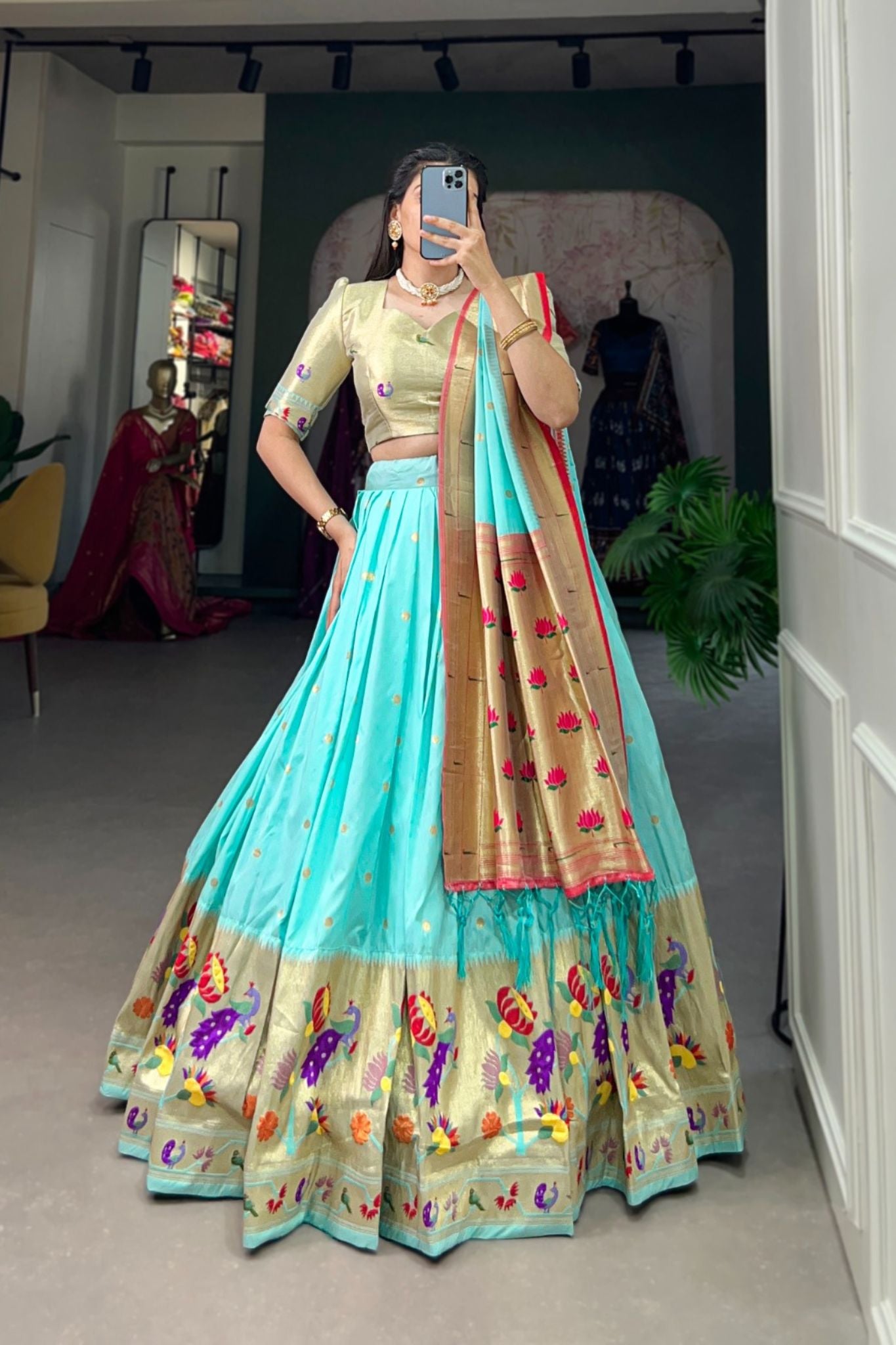 Jacquard Silk Paithani Designer Lehenga Choli