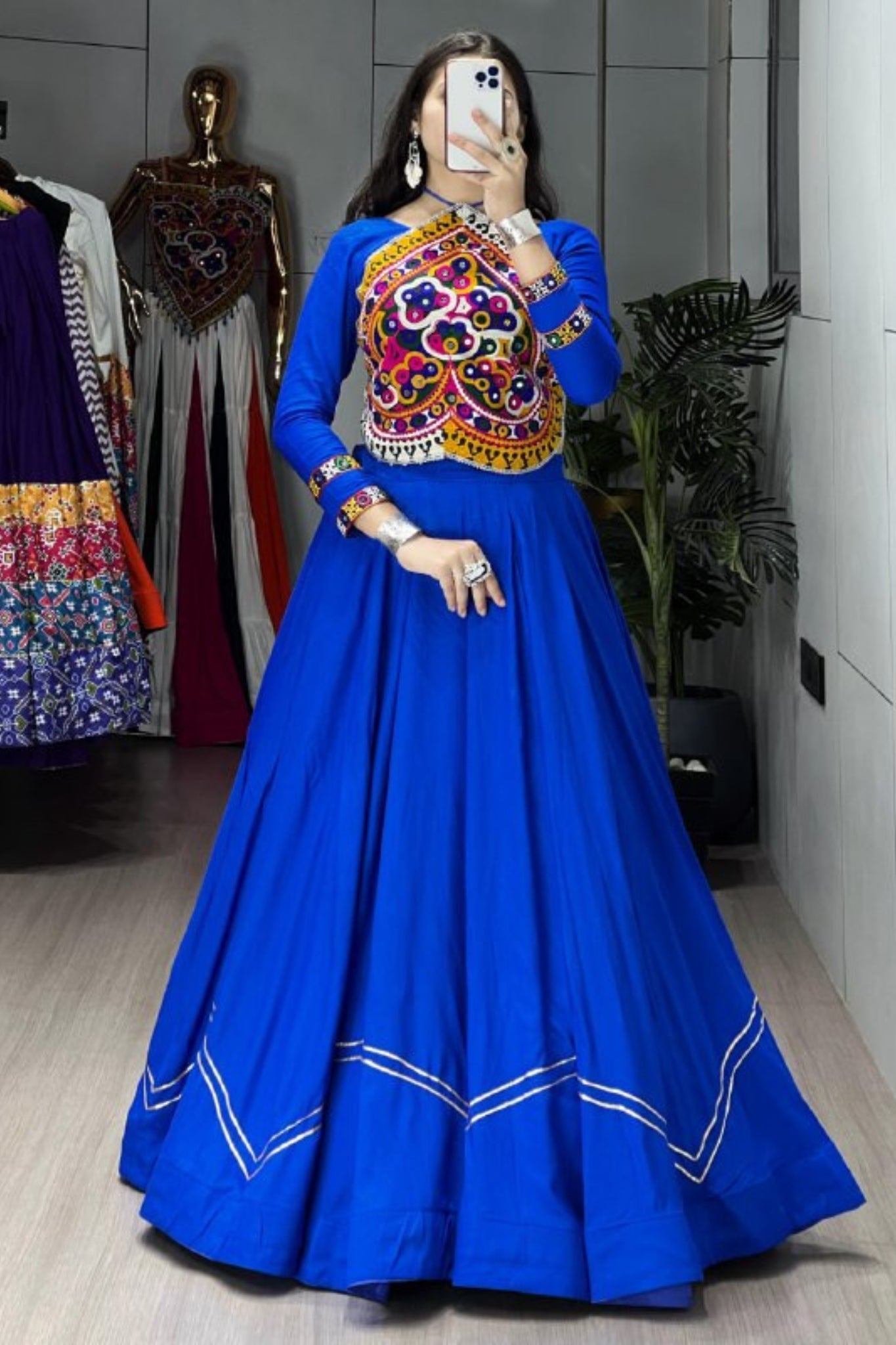 Royal Blue Navratri Lehenga Choli For Women