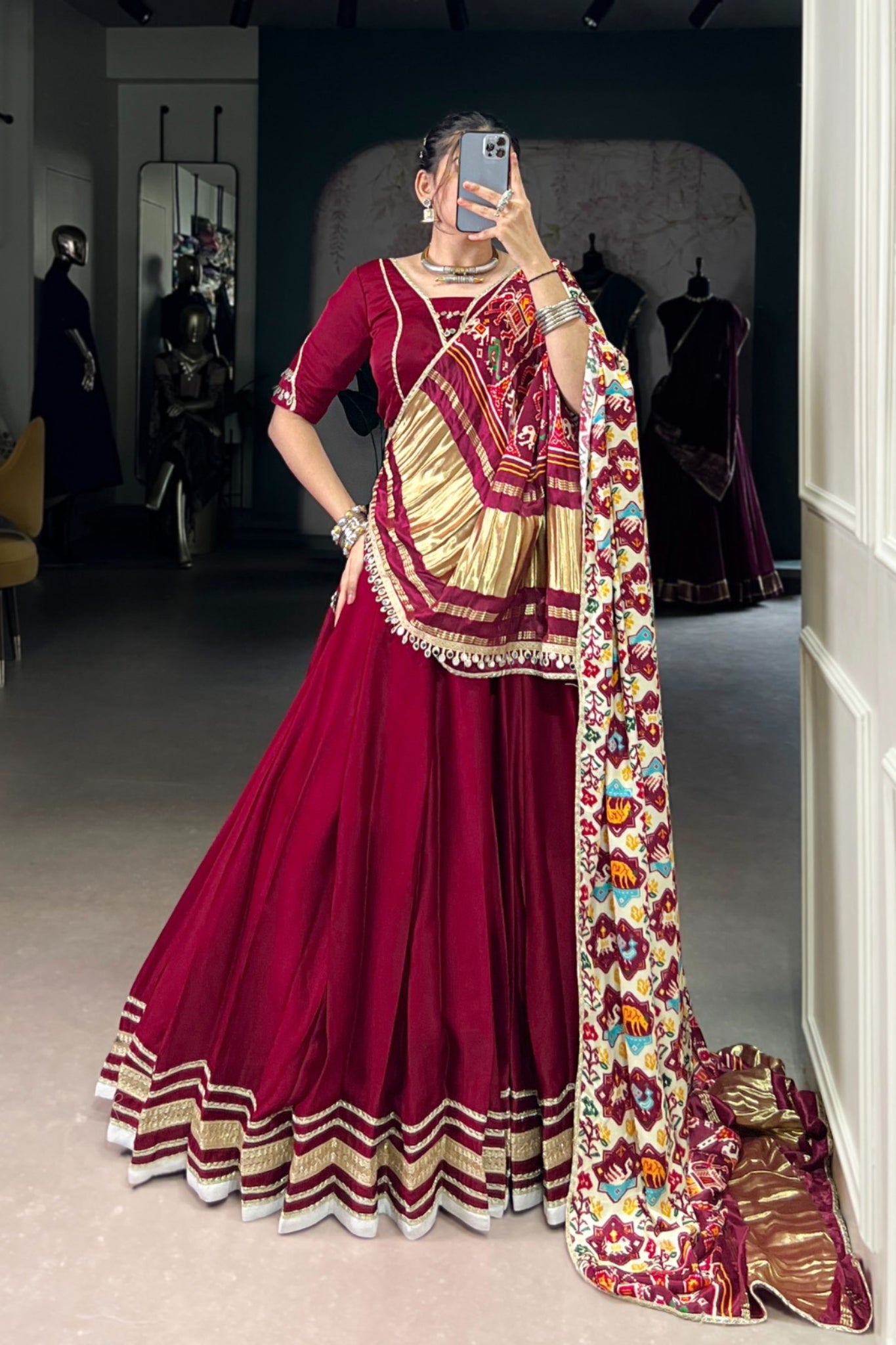Silk Georgette Traditional Designer Lehenga Choli With Stunning Gaji Silk Dupatta Set