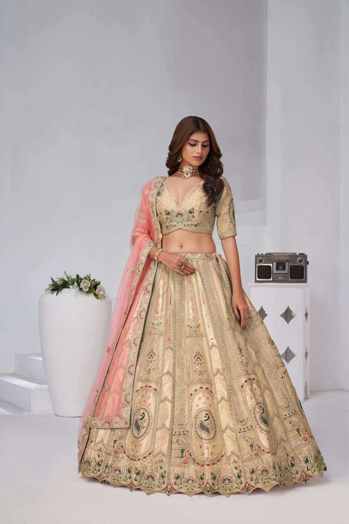 Opulent Aura Raw Silk Bridal Lehenga With Peacock And Paisley Motifs