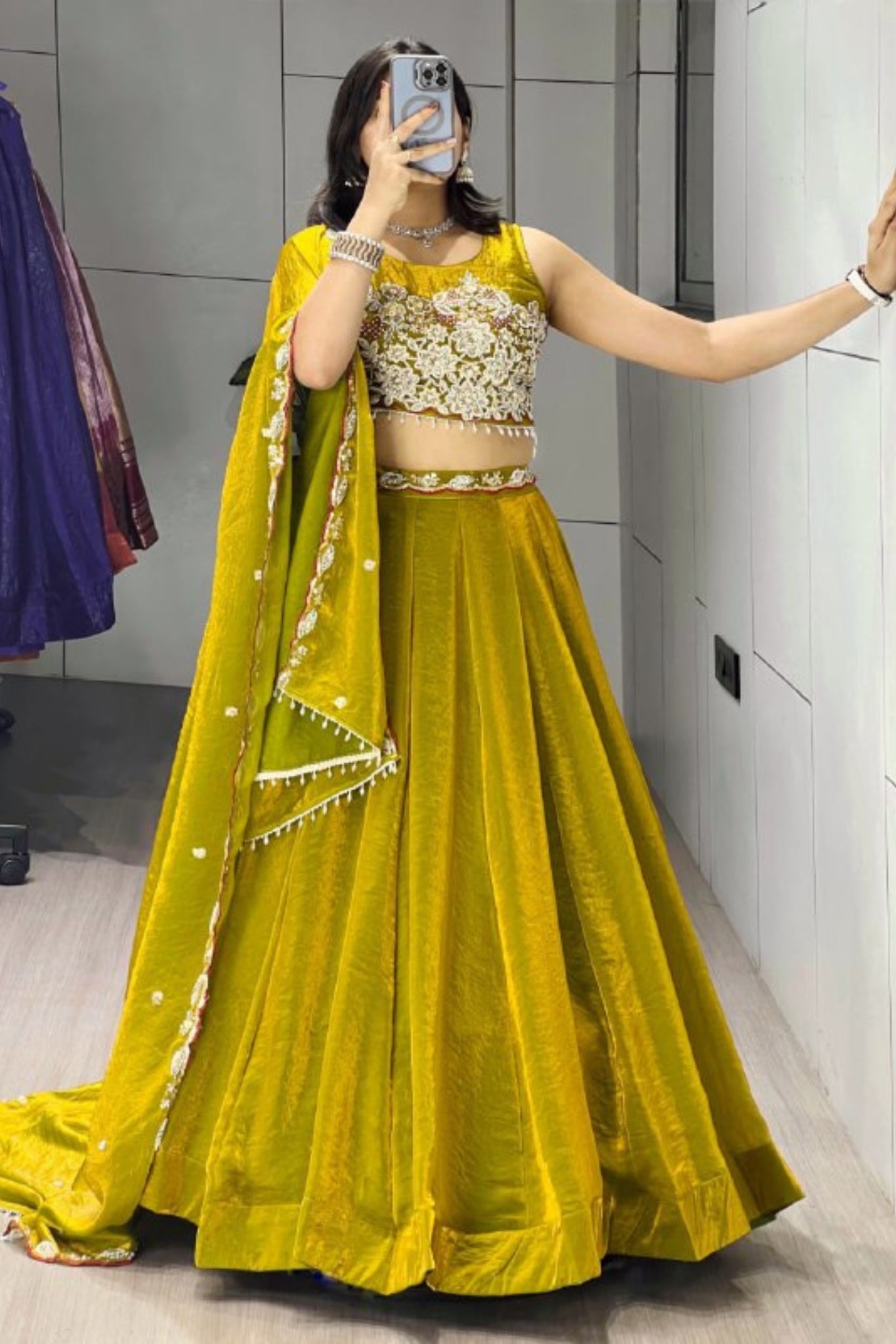 Luxury Antique Beads Work Lehenga Choli With Designer Scallop Blouse And Elegant Dupatta