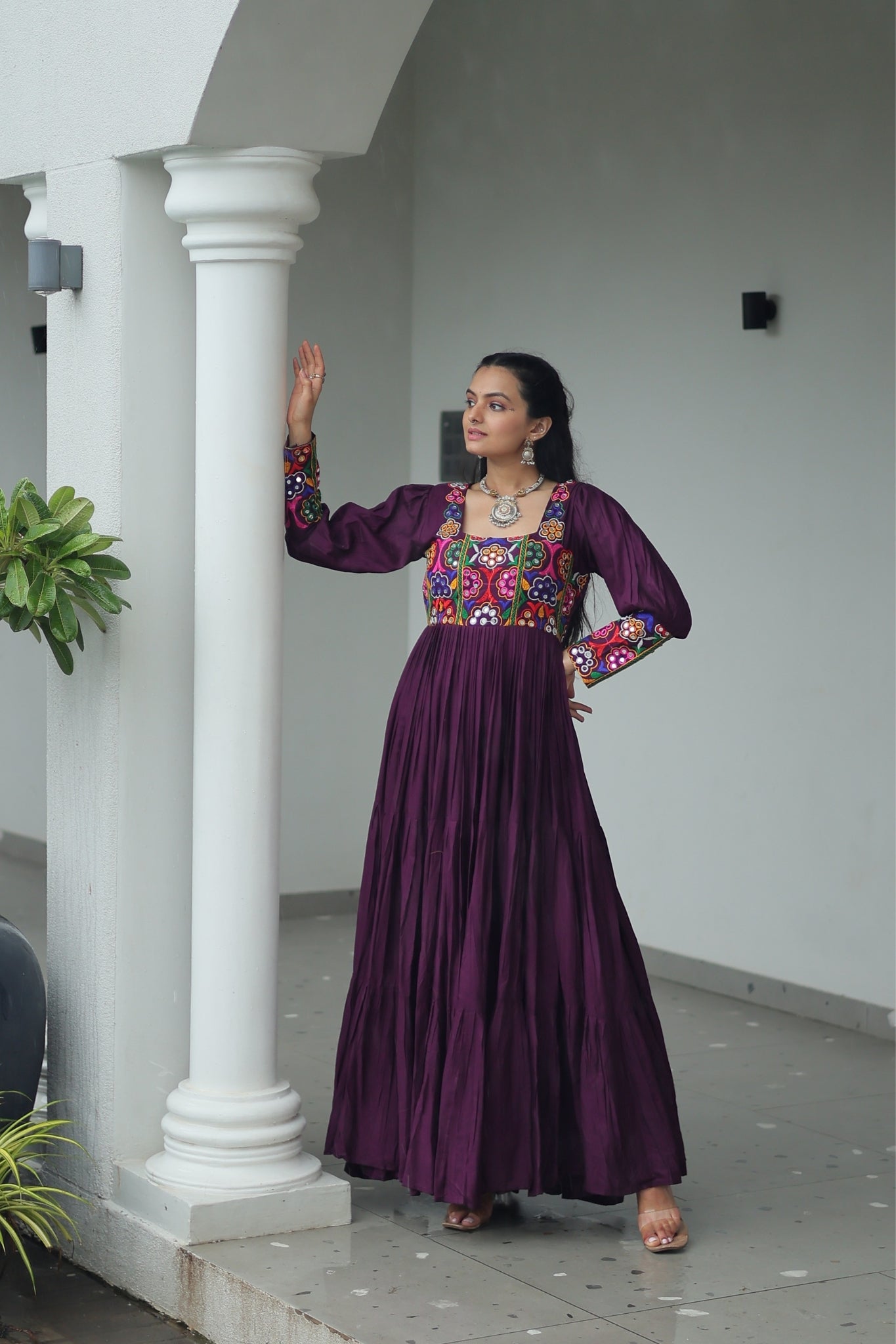 Stunning Navratri Designer Rayon With Gamthi Work Traditional Gown