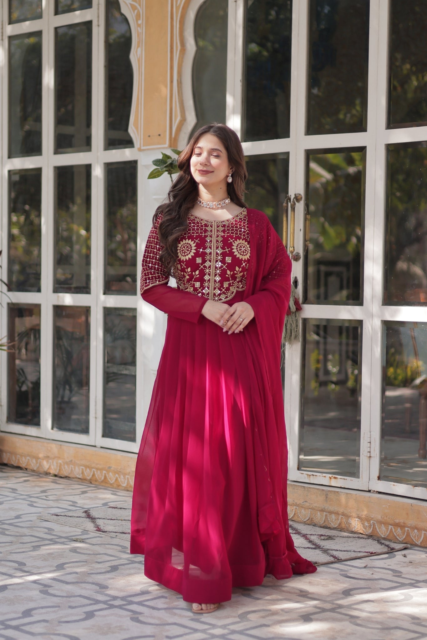 Attractive Georgette Embroidered Designer Anarkali Suit Set