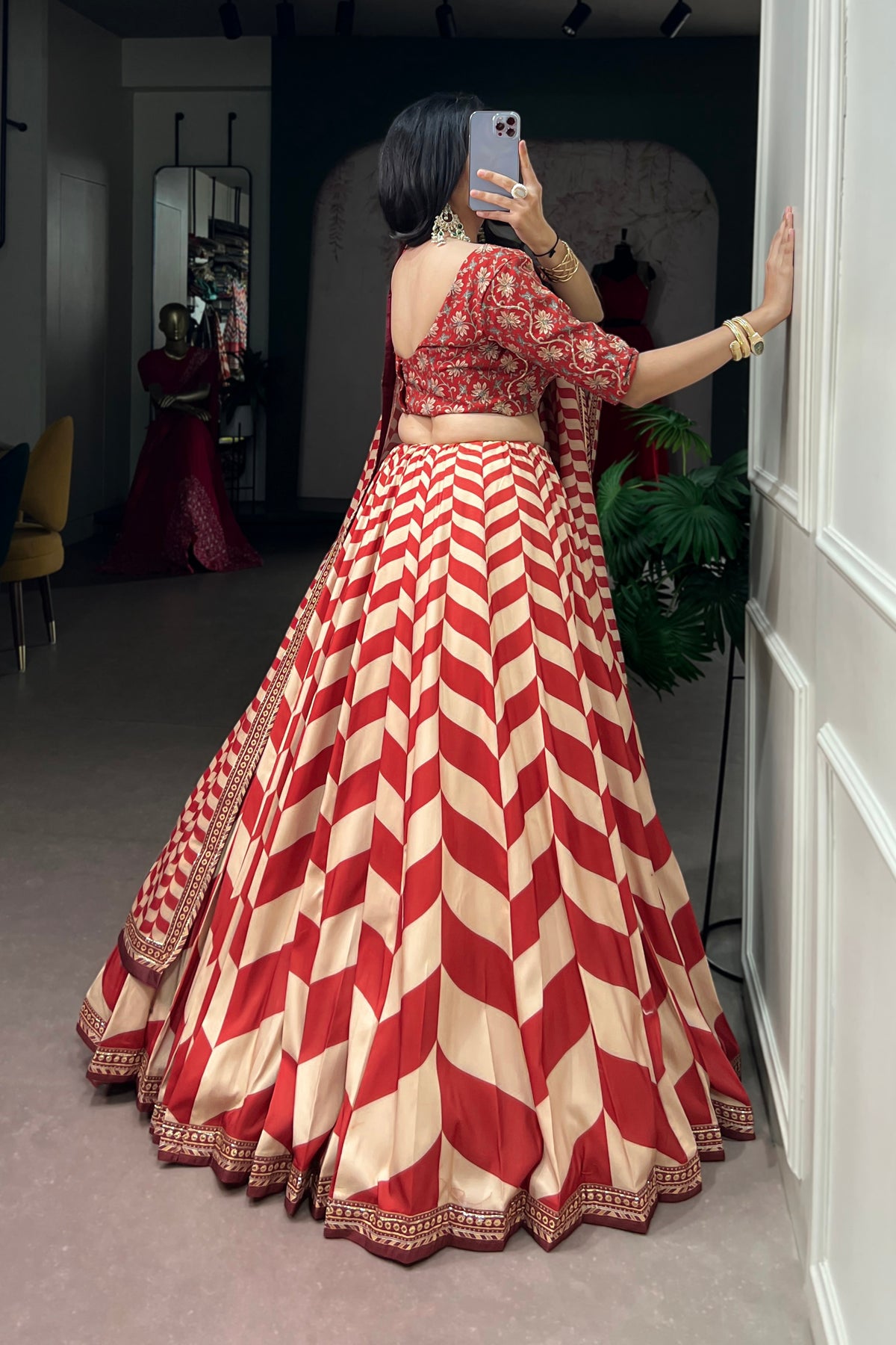 Vaishali Silk Designer Print With Beads Work Lehenga Choli For Wedding & Festive Wear