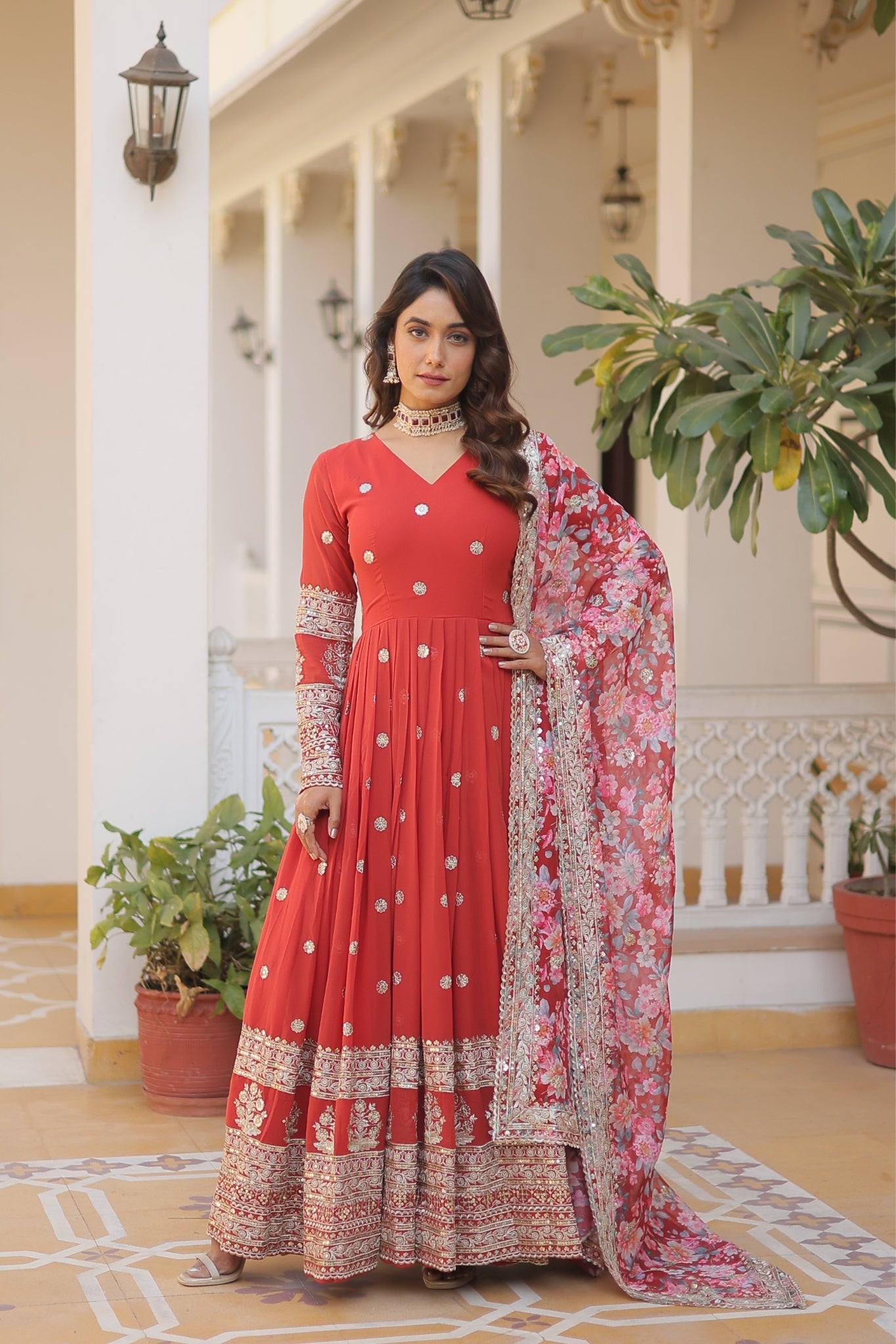 Beautiful embroidered gown with dupatta 💕