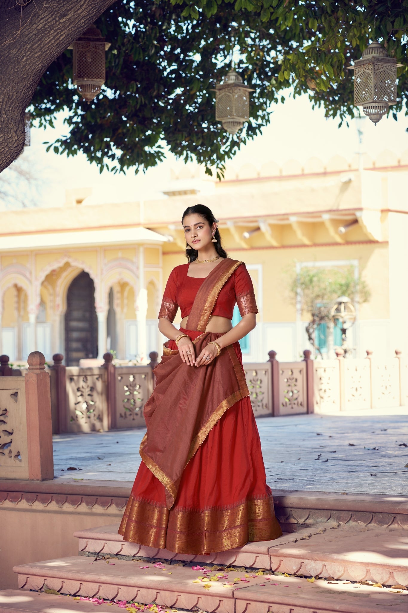 South Indian Traditional Lehenga Choli With Dupatta For Women