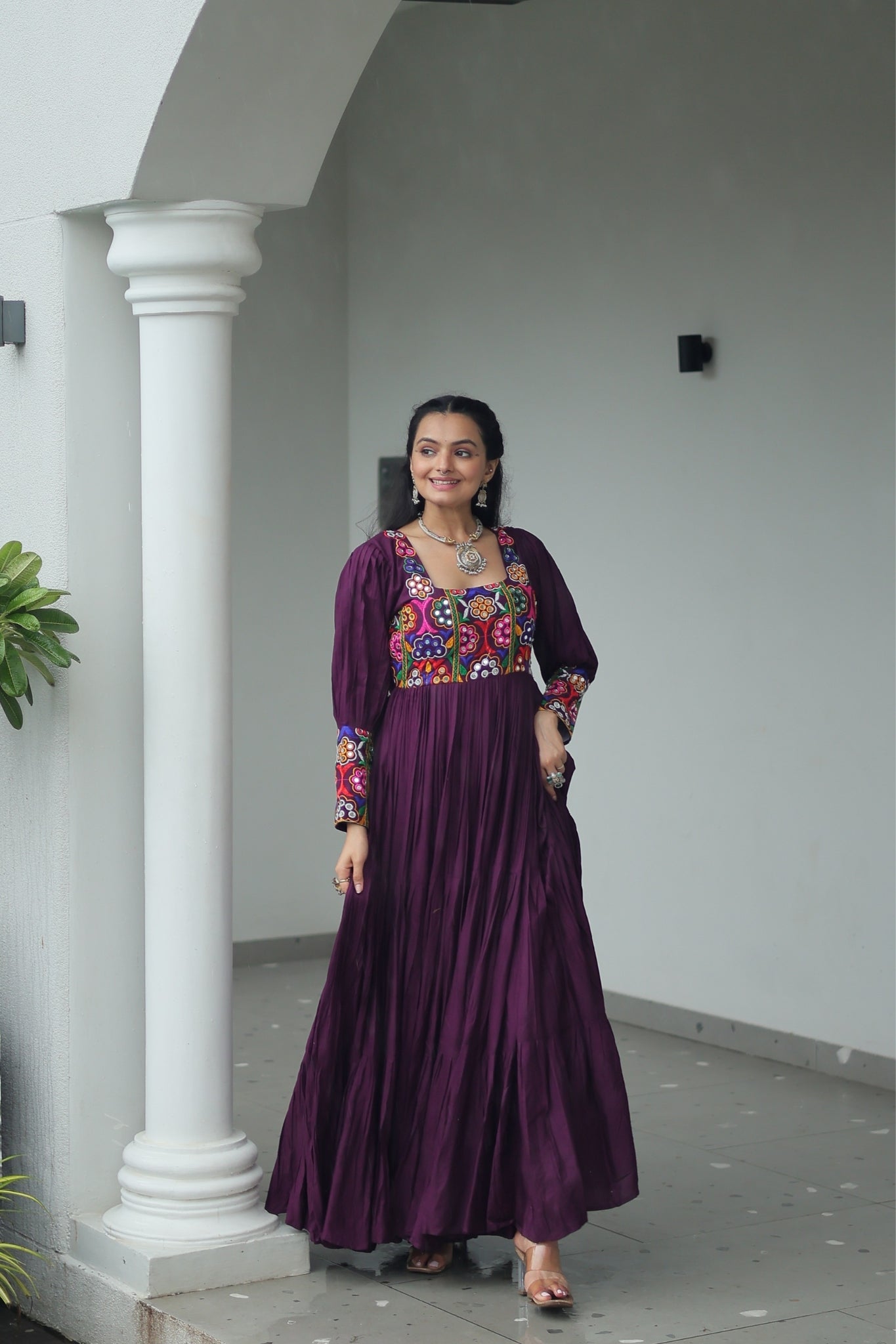 Stunning Navratri Designer Rayon With Gamthi Work Traditional Gown