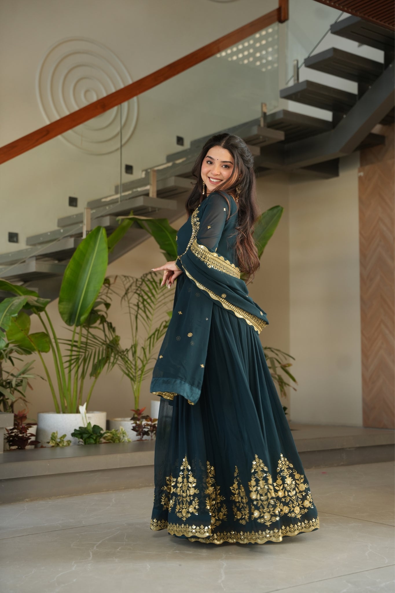 Georgette Tread Sequins Embordered Anarkali Suit