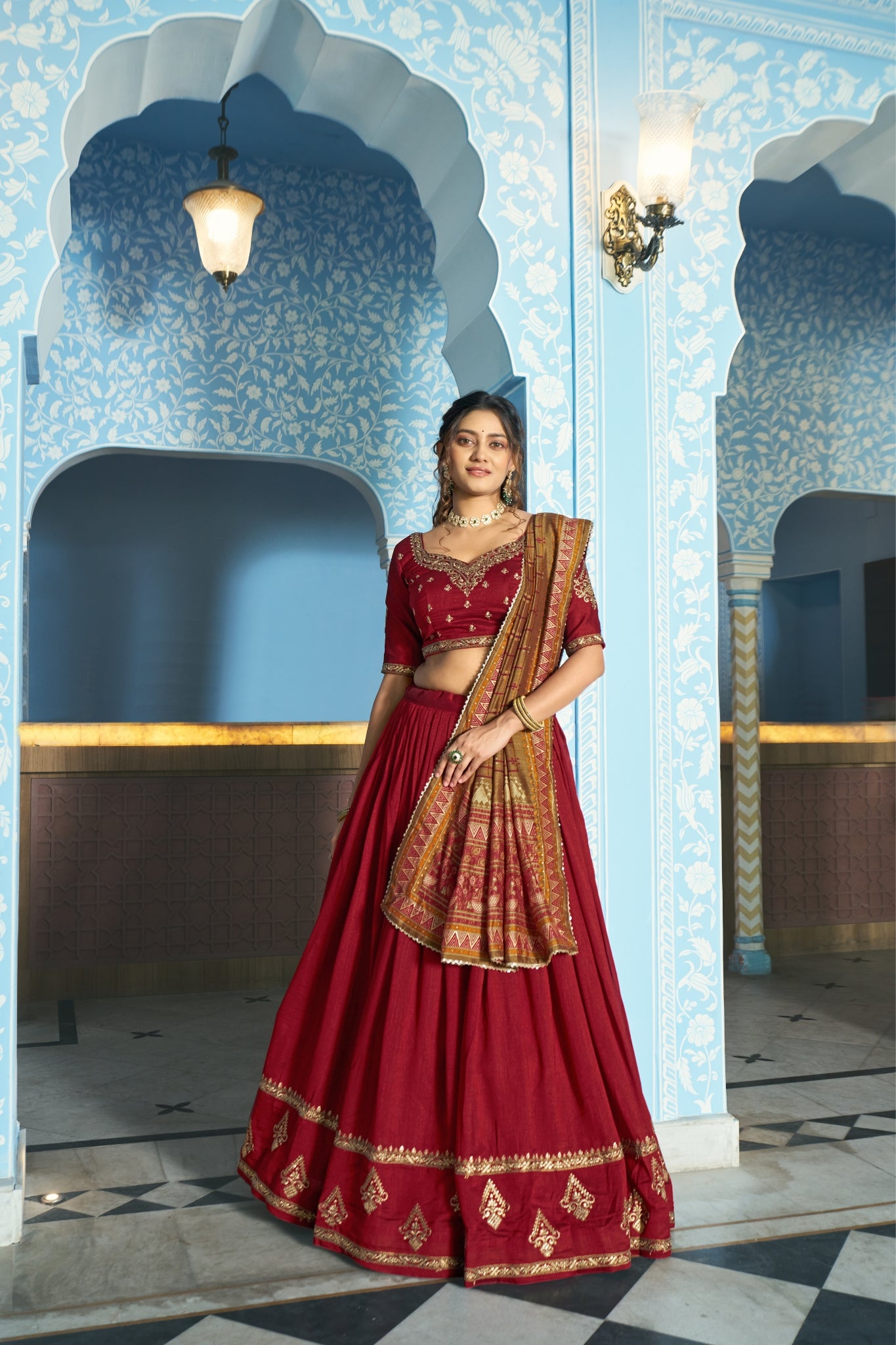 Premium Vichitra Silk Embroidered Wedding And Festive Designer Lehenga Choli For Women