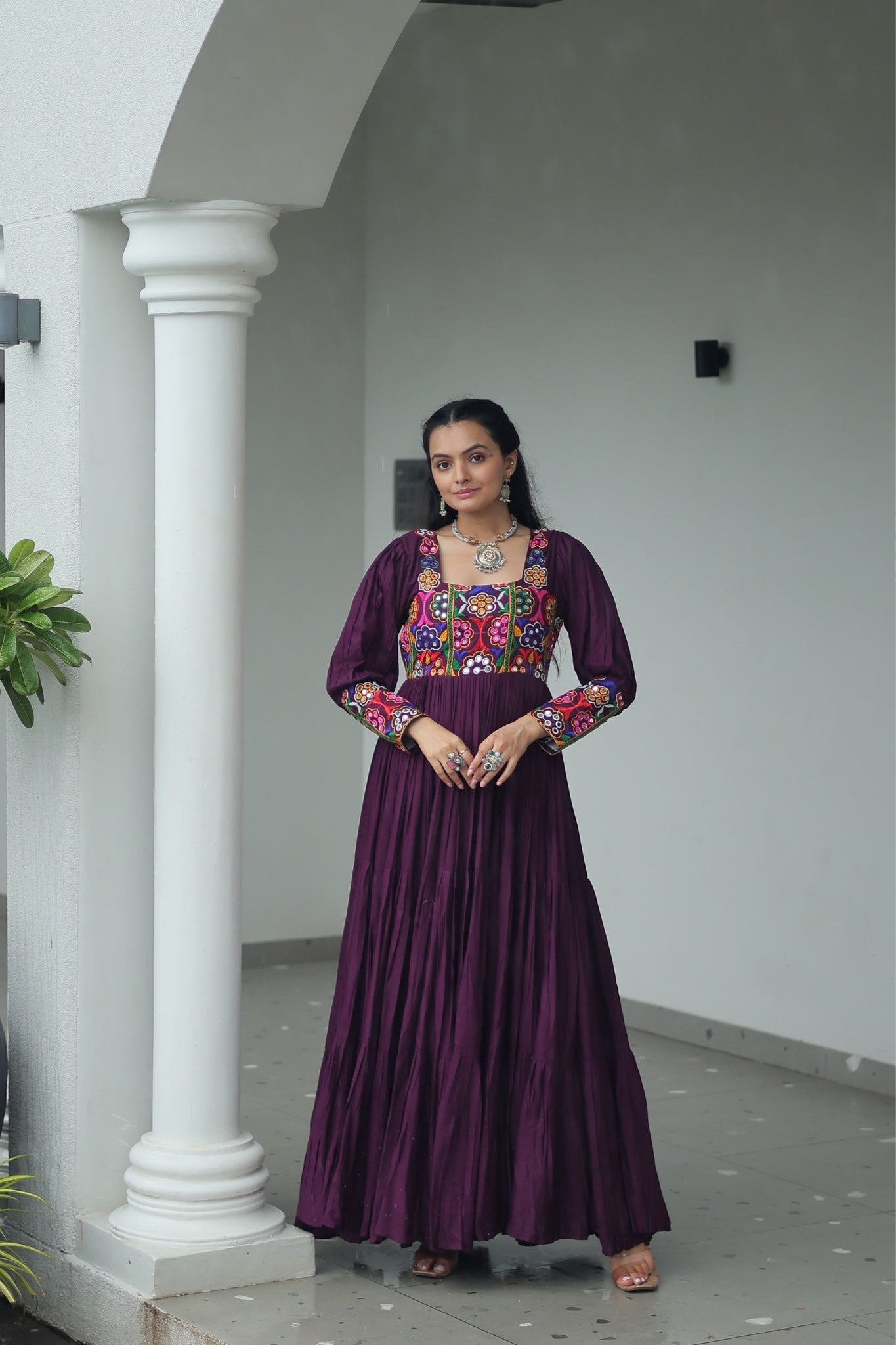 Stunning Navratri Designer Rayon With Gamthi Work Traditional Gown
