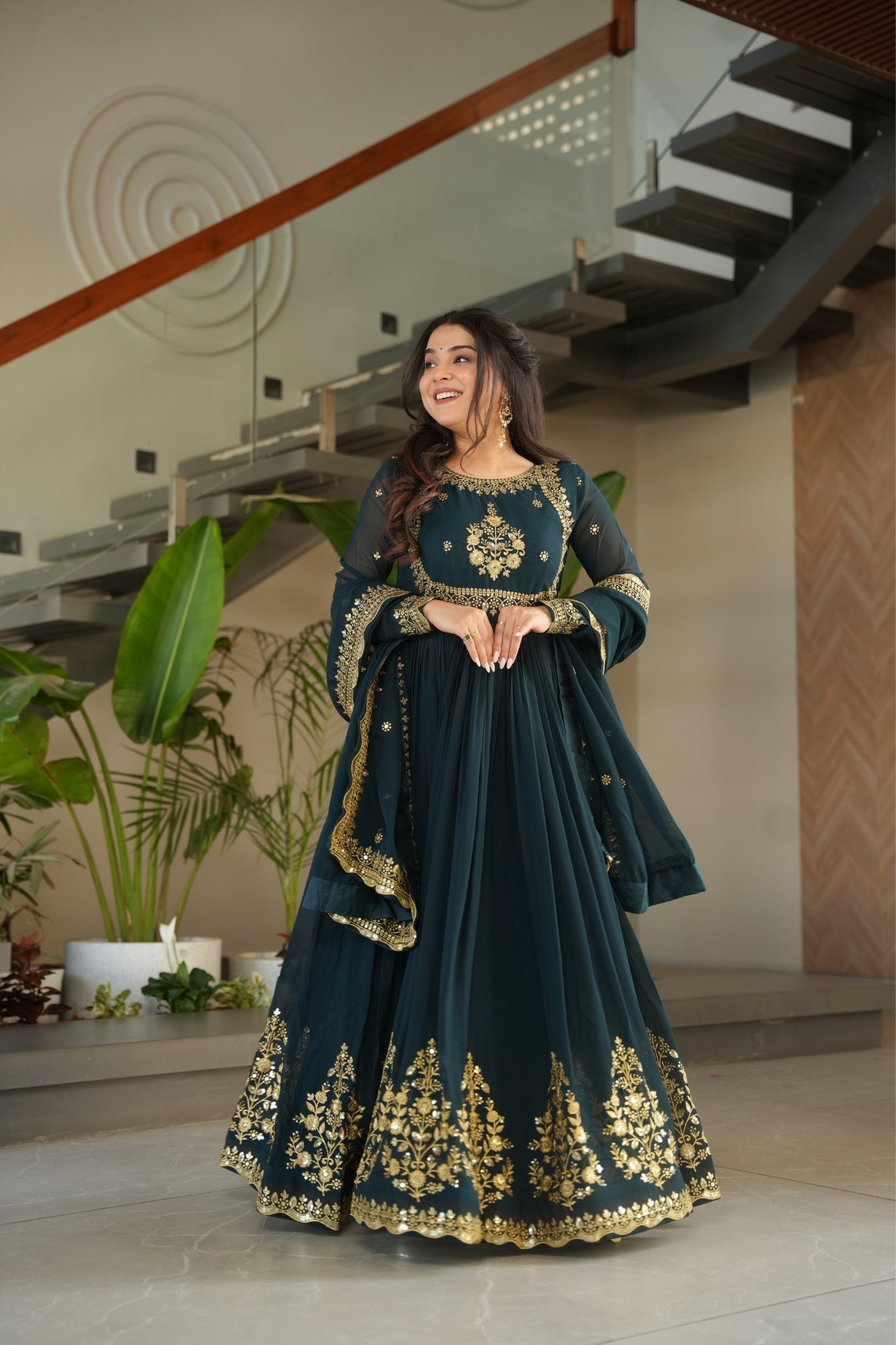 Georgette Tread Sequins Embordered Anarkali Suit