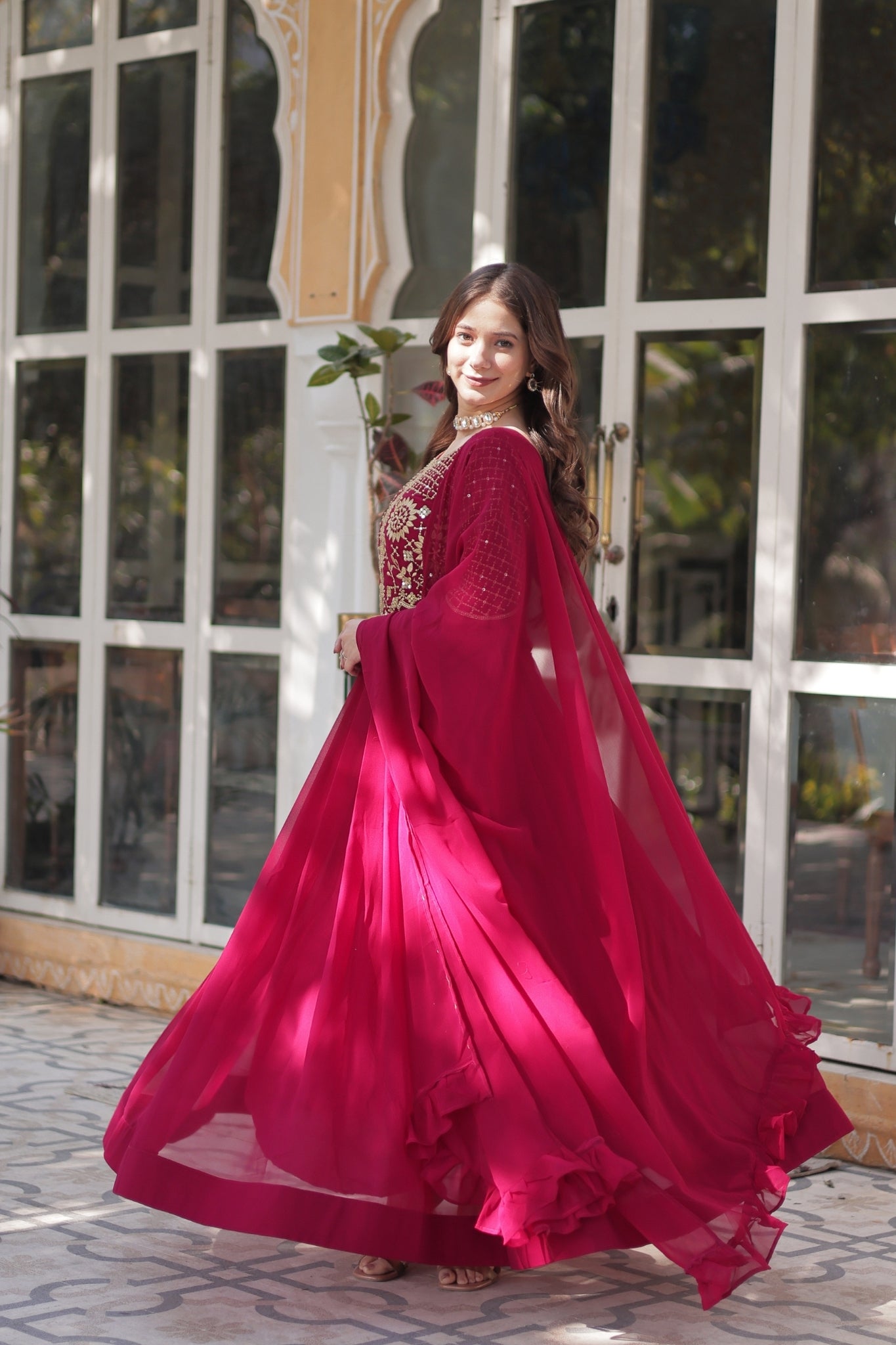 Attractive Georgette Embroidered Designer Anarkali Suit Set