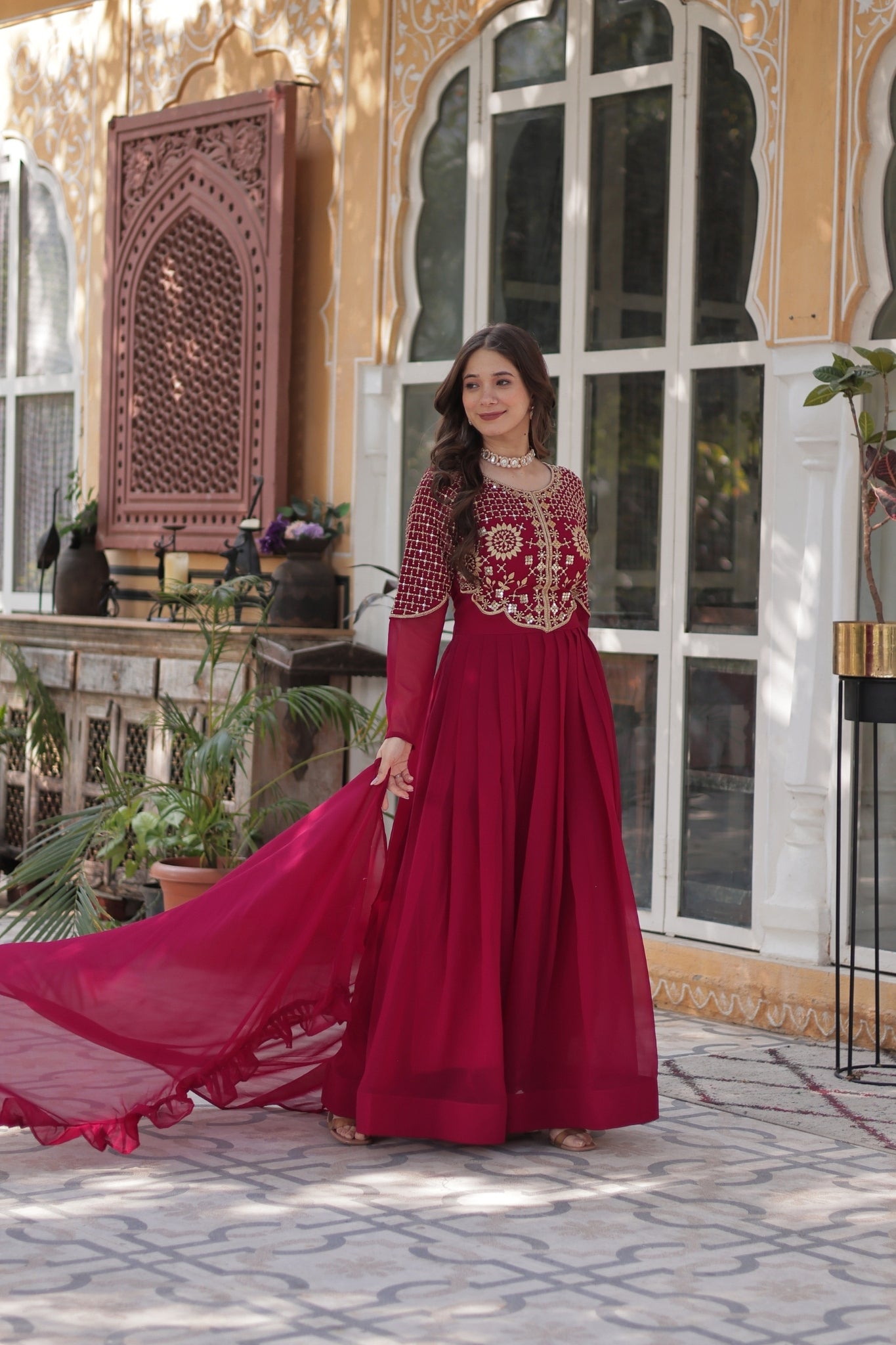 Attractive Georgette Embroidered Designer Anarkali Suit Set