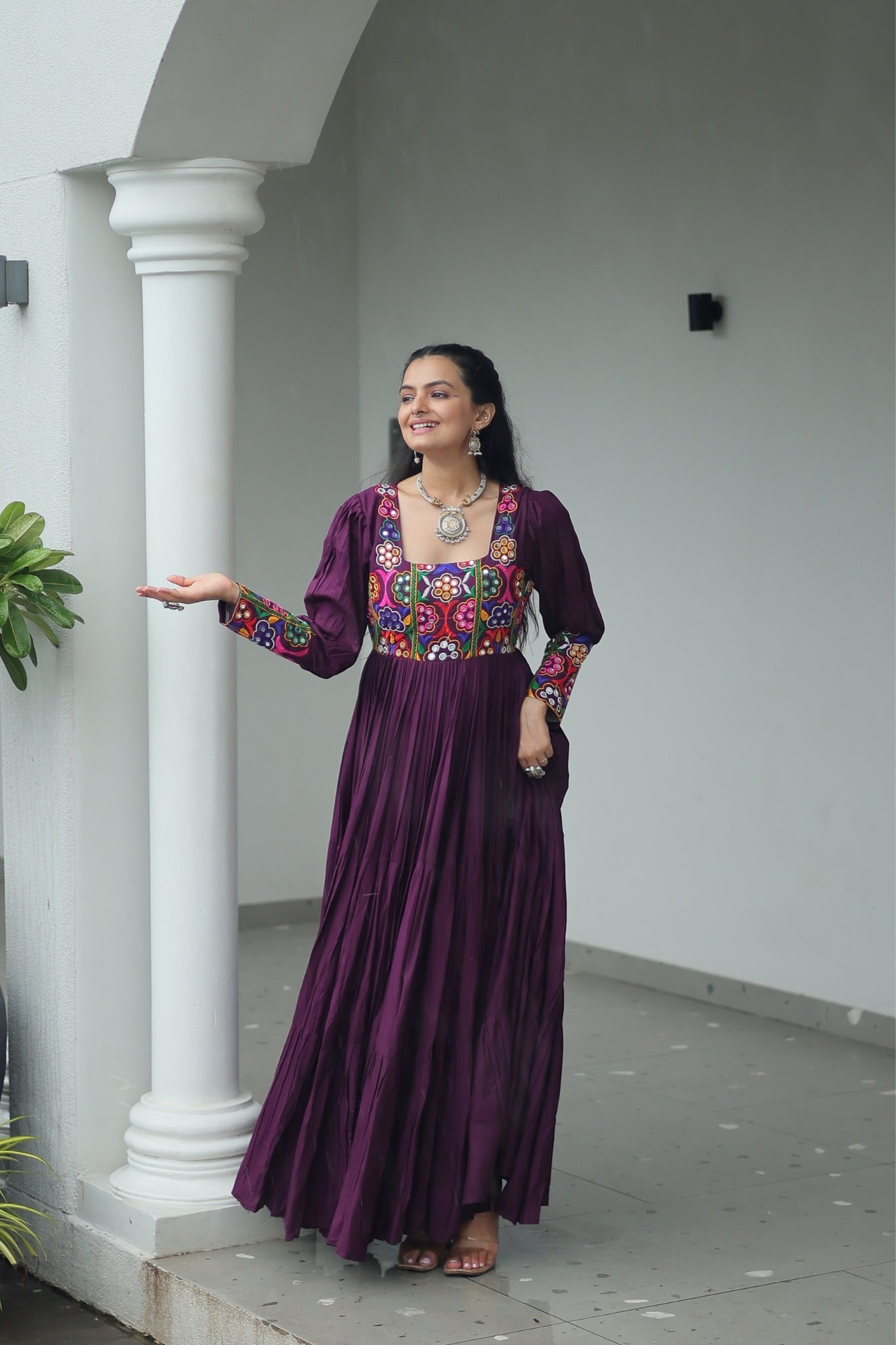 Stunning Navratri Designer Rayon With Gamthi Work Traditional Gown