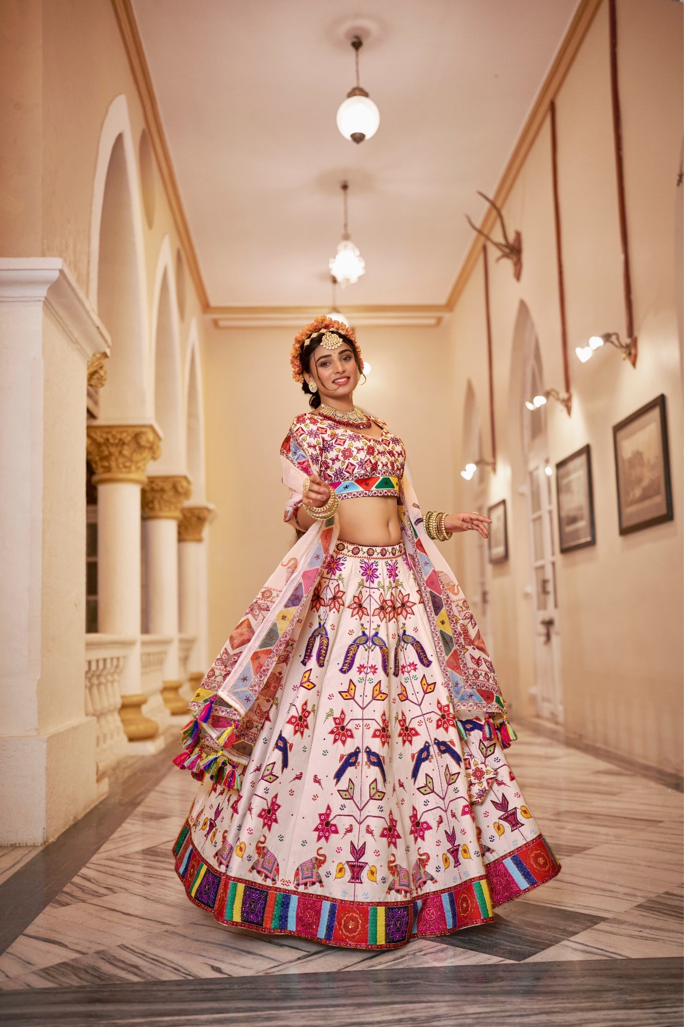 Off White Premium Designer Art Silk Lehenga Choli Set