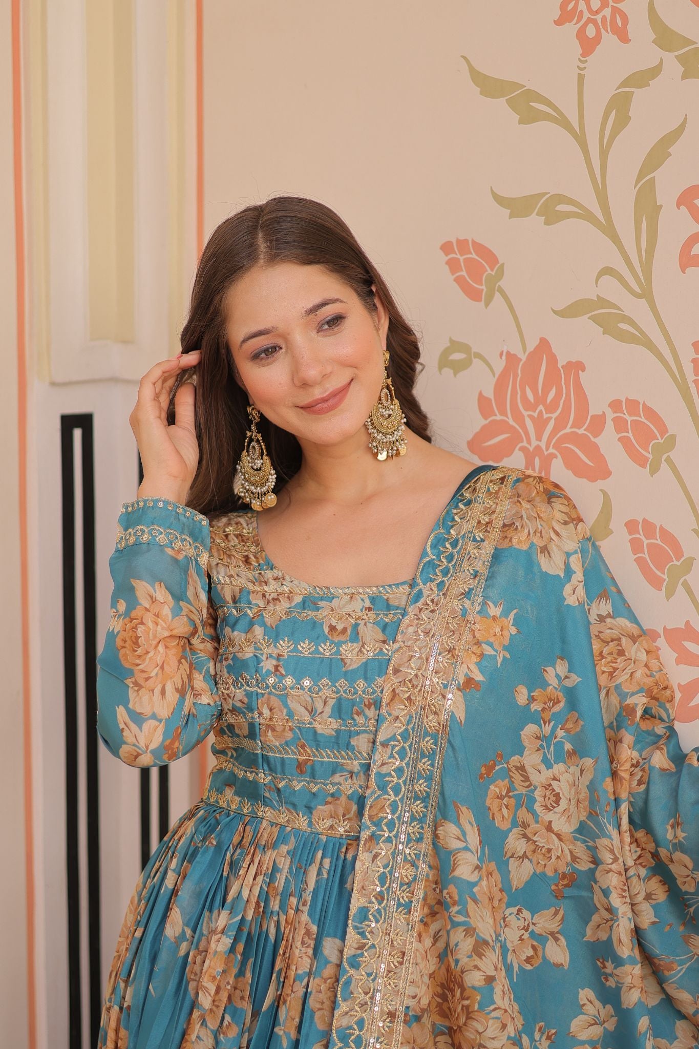 Elegance Digital Printed Embroidered Work Beautifully Gown With Dupatta