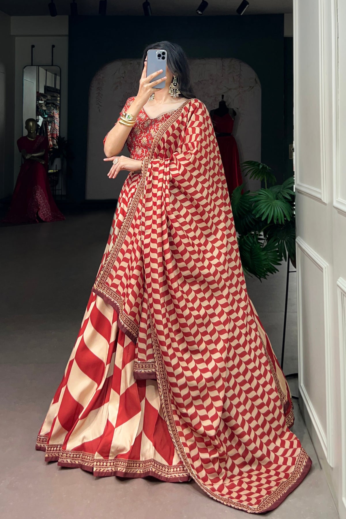 Vaishali Silk Designer Print With Beads Work Lehenga Choli For Wedding & Festive Wear