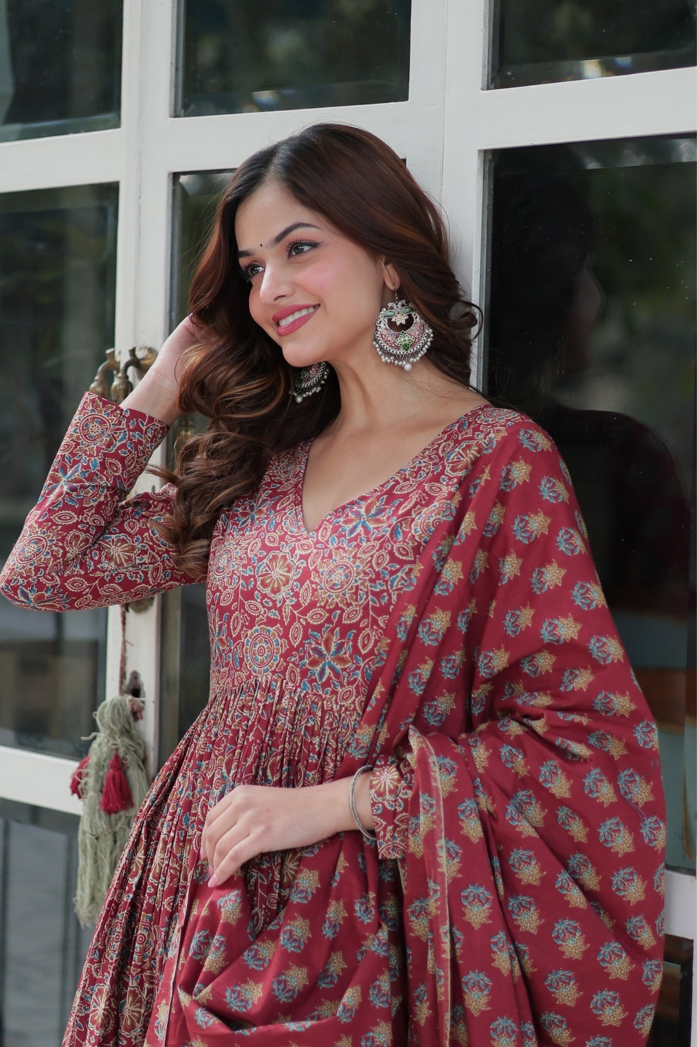 Pure Cotton Printed Designer Anarkali Flared Suit Set