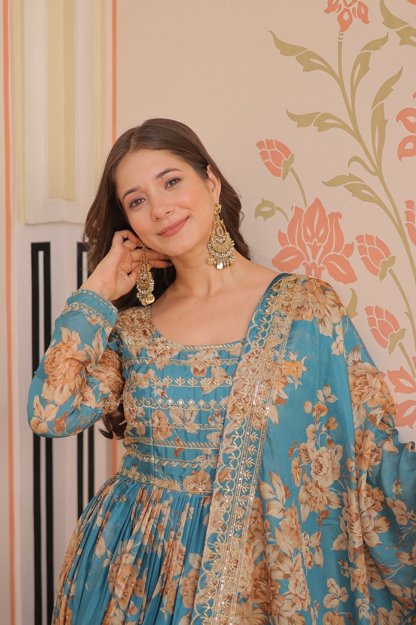 Elegance Digital Printed Embroidered Work Beautifully Gown With Dupatta