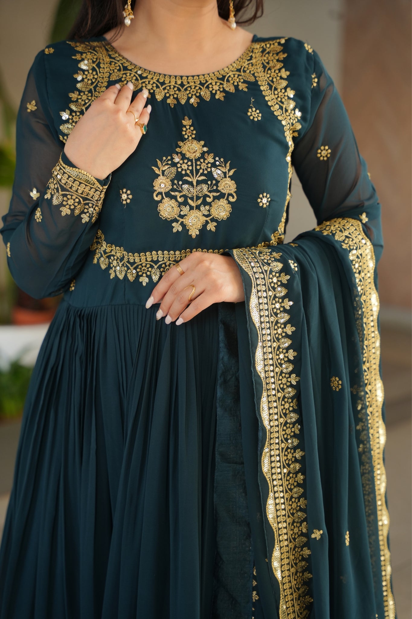 Georgette Tread Sequins Embordered Anarkali Suit