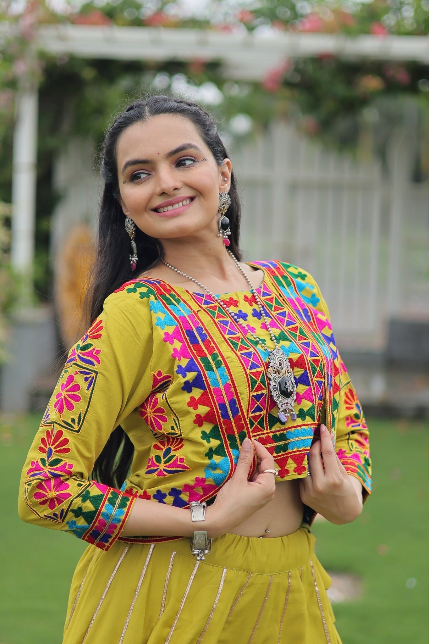 Kutchi Gamthi Embroidered Work Designer Navratri Lehenga Choli