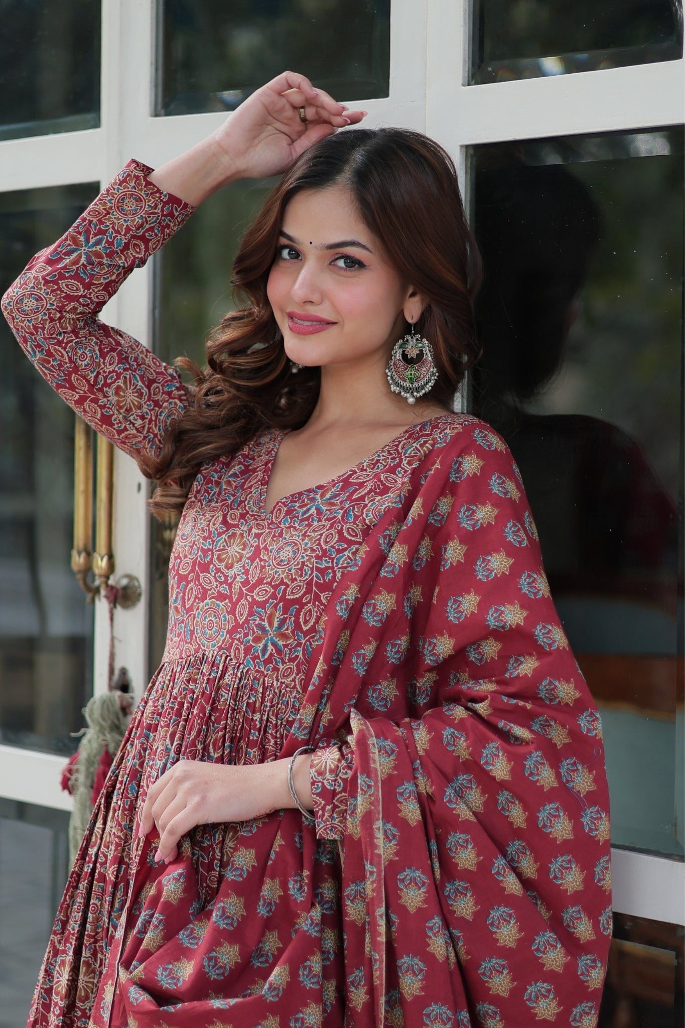 Pure Cotton Printed Designer Anarkali Flared Suit Set
