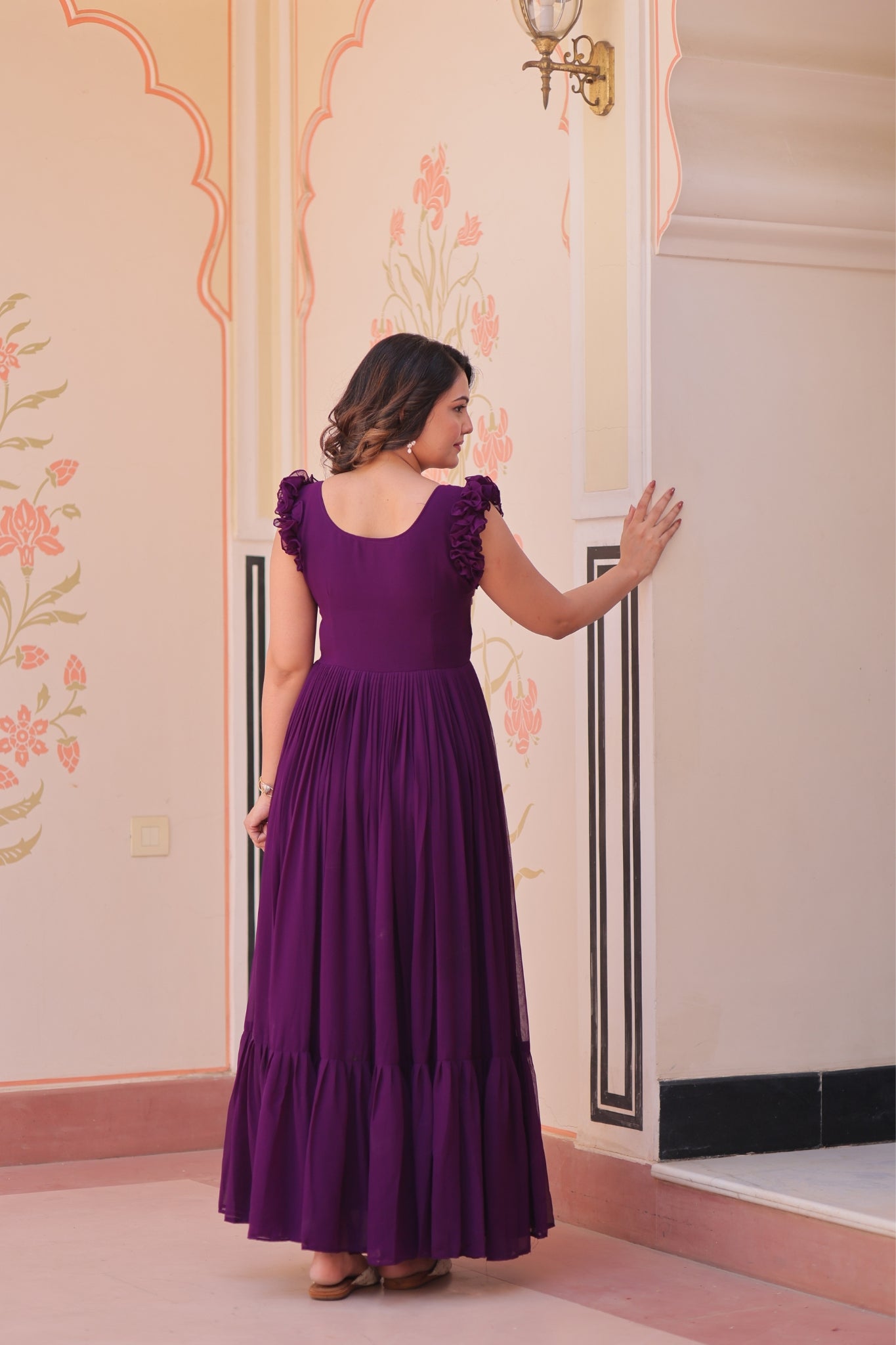 Stunning Sequins Multi Tread Beads Embroidered Work Women Gown