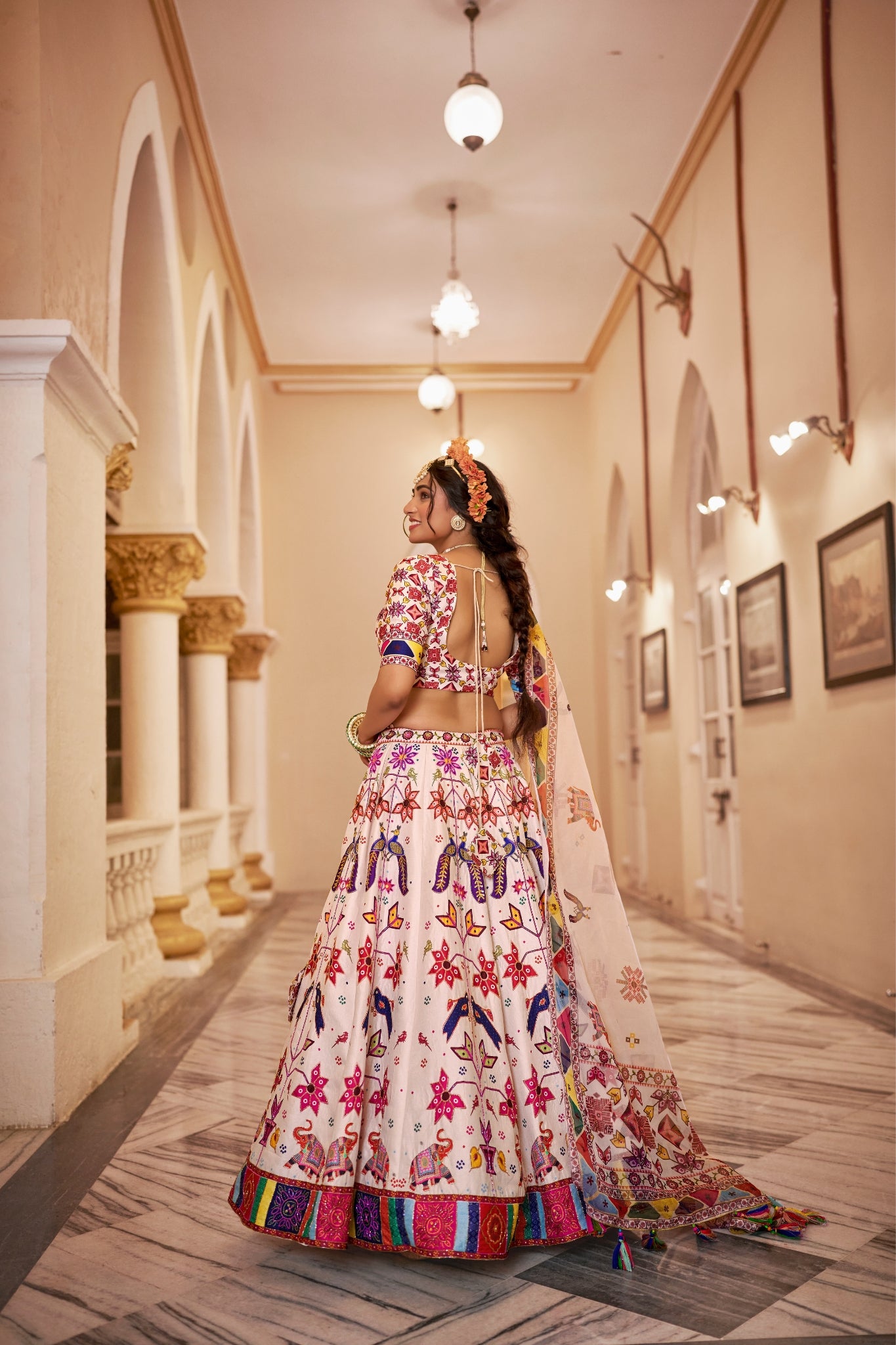 Off White Premium Designer Art Silk Lehenga Choli Set