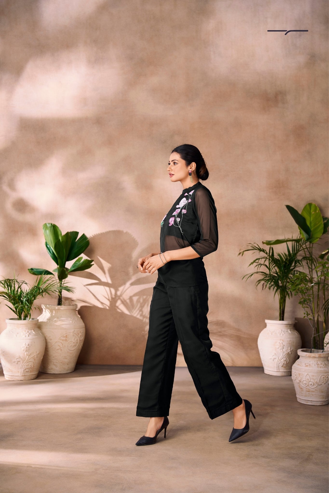 Black Couture Organza Co Ord Set