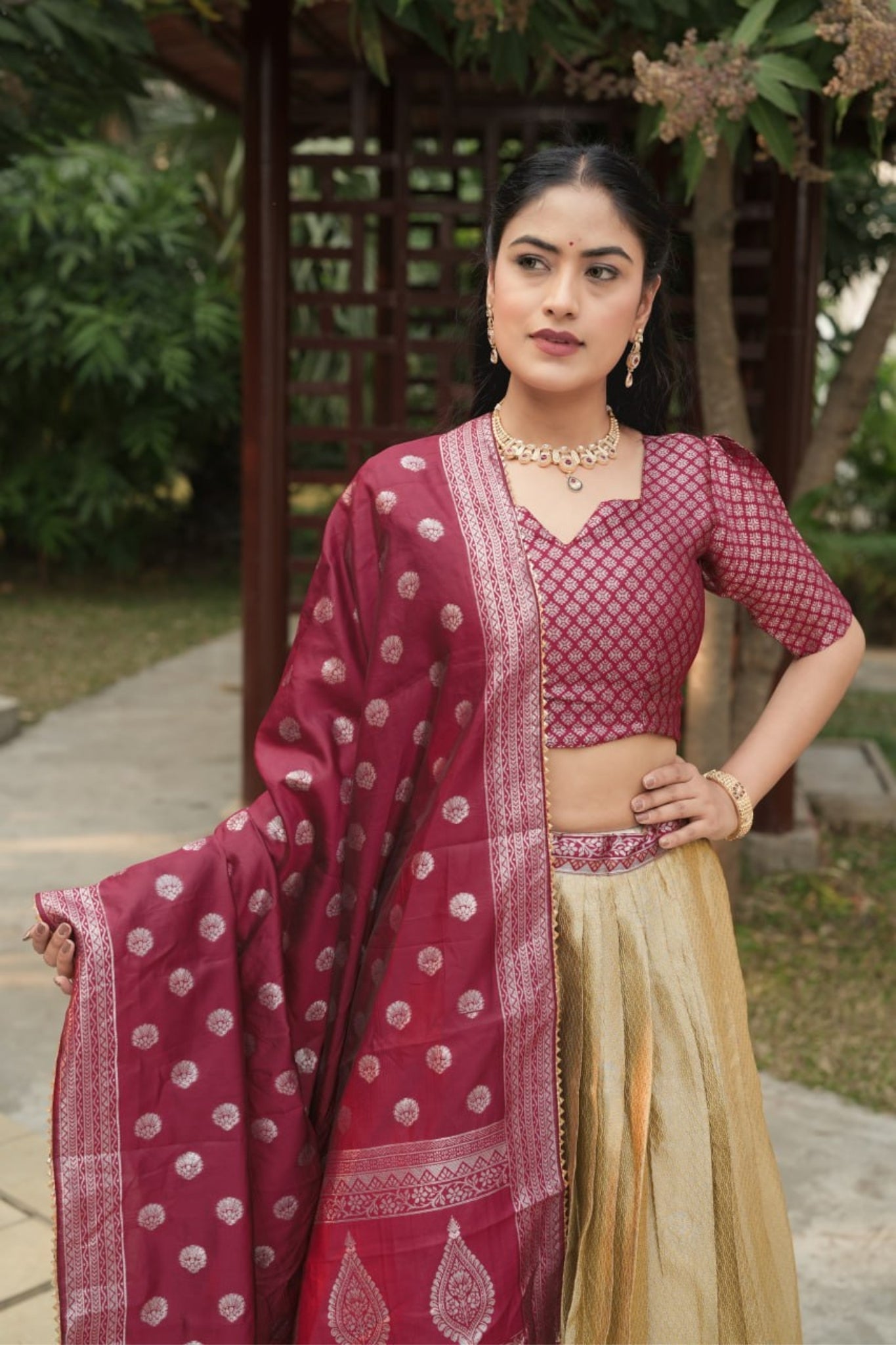 Royal Banarasi Silk Lehenga Choli With Contrast Dupatta For Wedding And Festive Wear