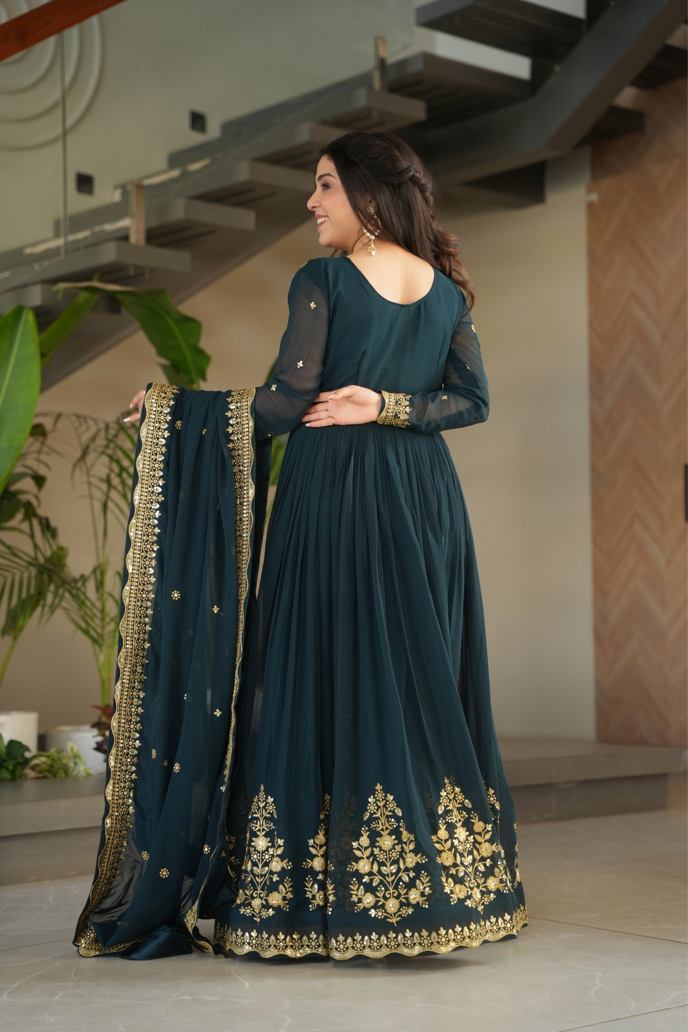 Georgette Tread Sequins Embordered Anarkali Suit