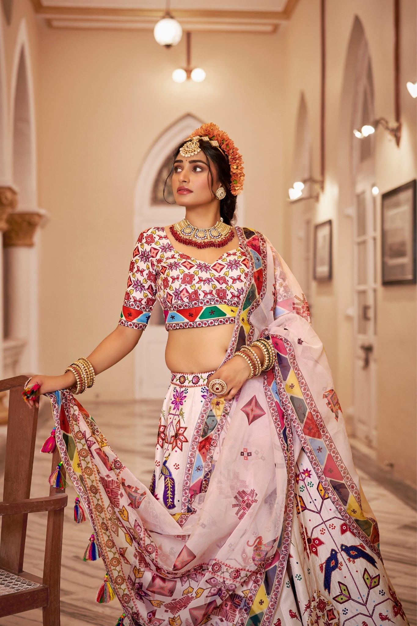 Off White Premium Designer Art Silk Lehenga Choli Set