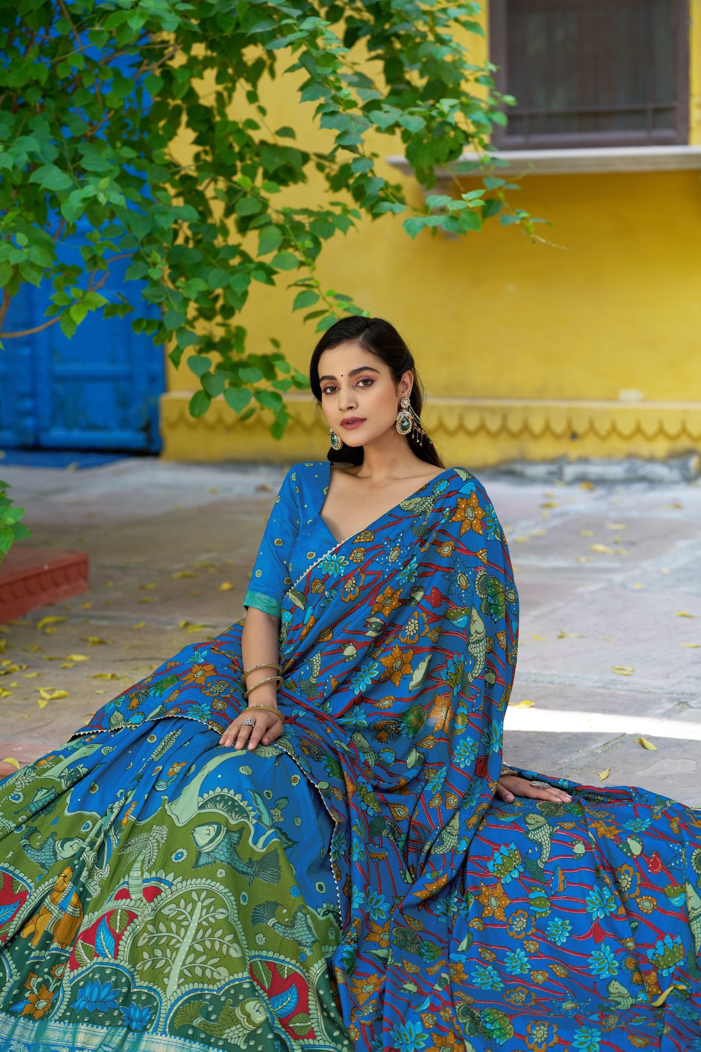 Kalamkari Print With Foil Work Lehenga Choli
