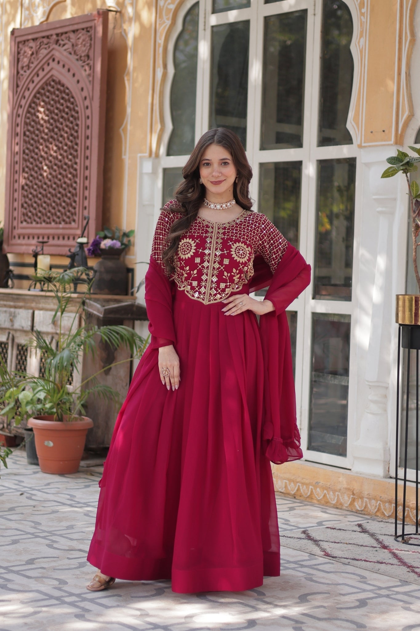 Attractive Georgette Embroidered Designer Anarkali Suit Set
