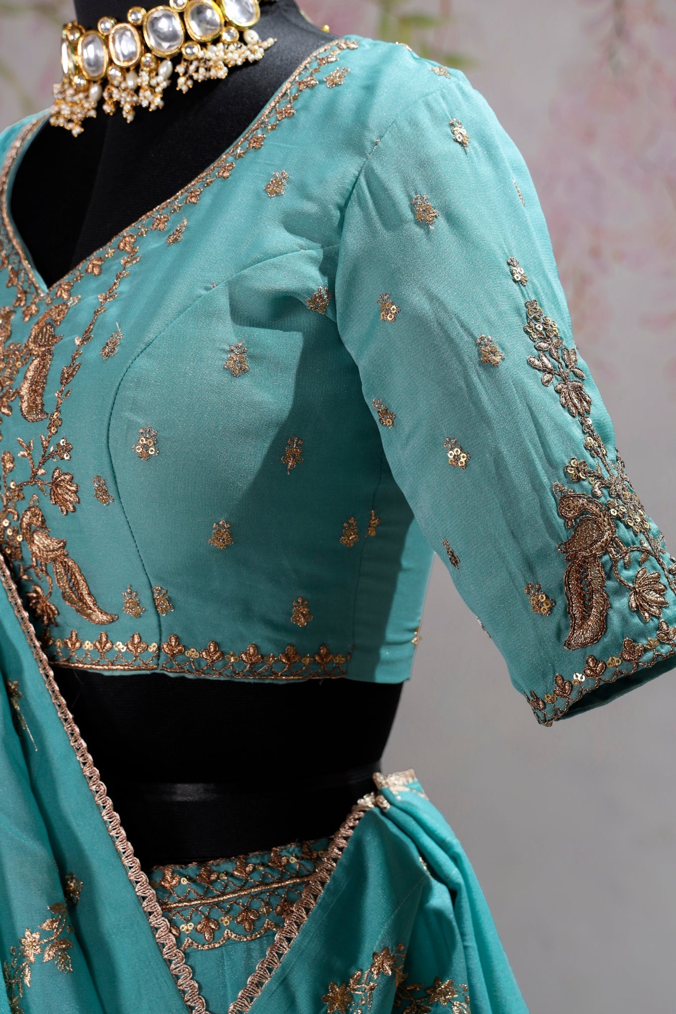 Premium Sky Blue Star Georgette Lehenga Choli Set For Women