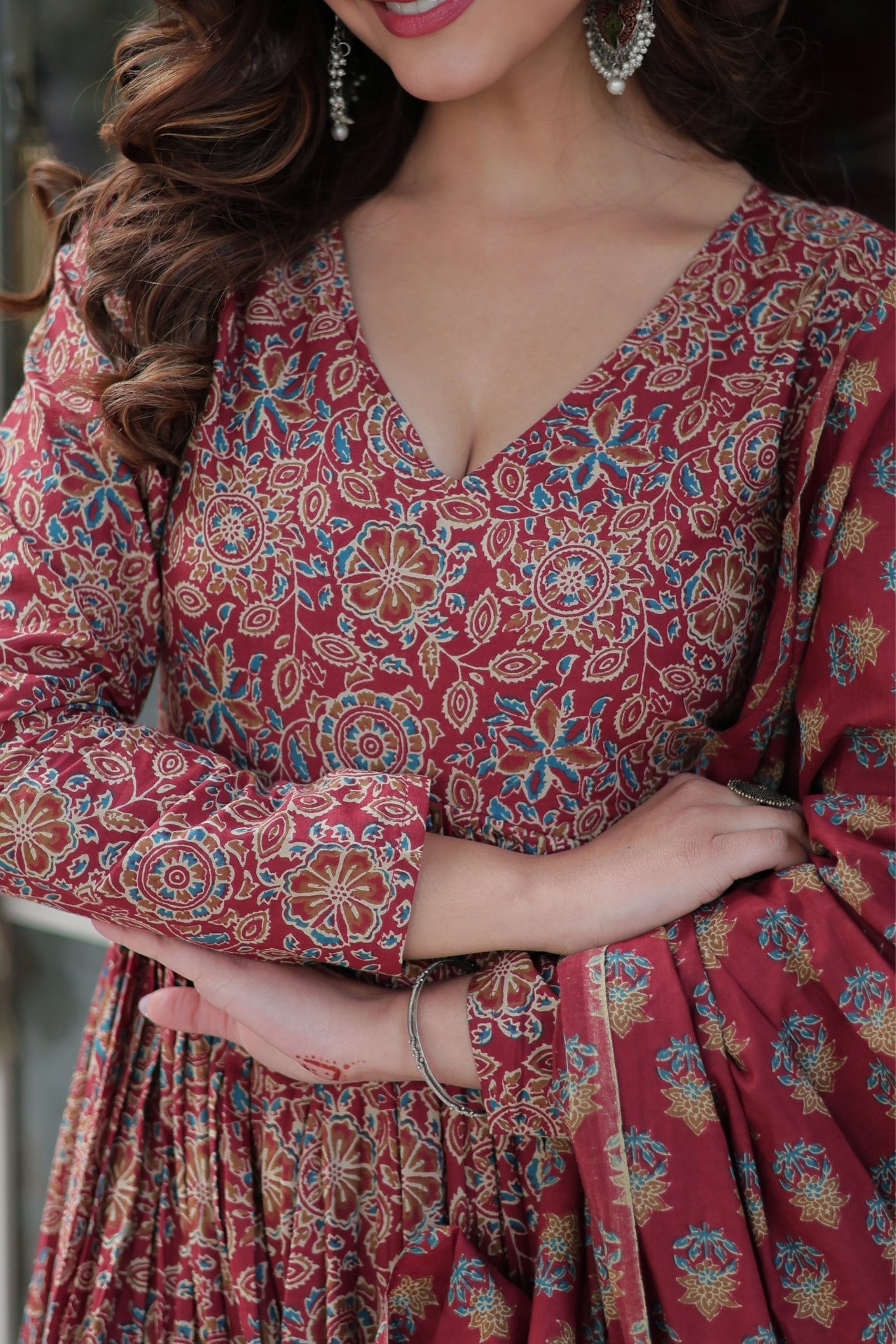 Pure Cotton Printed Designer Anarkali Flared Suit Set