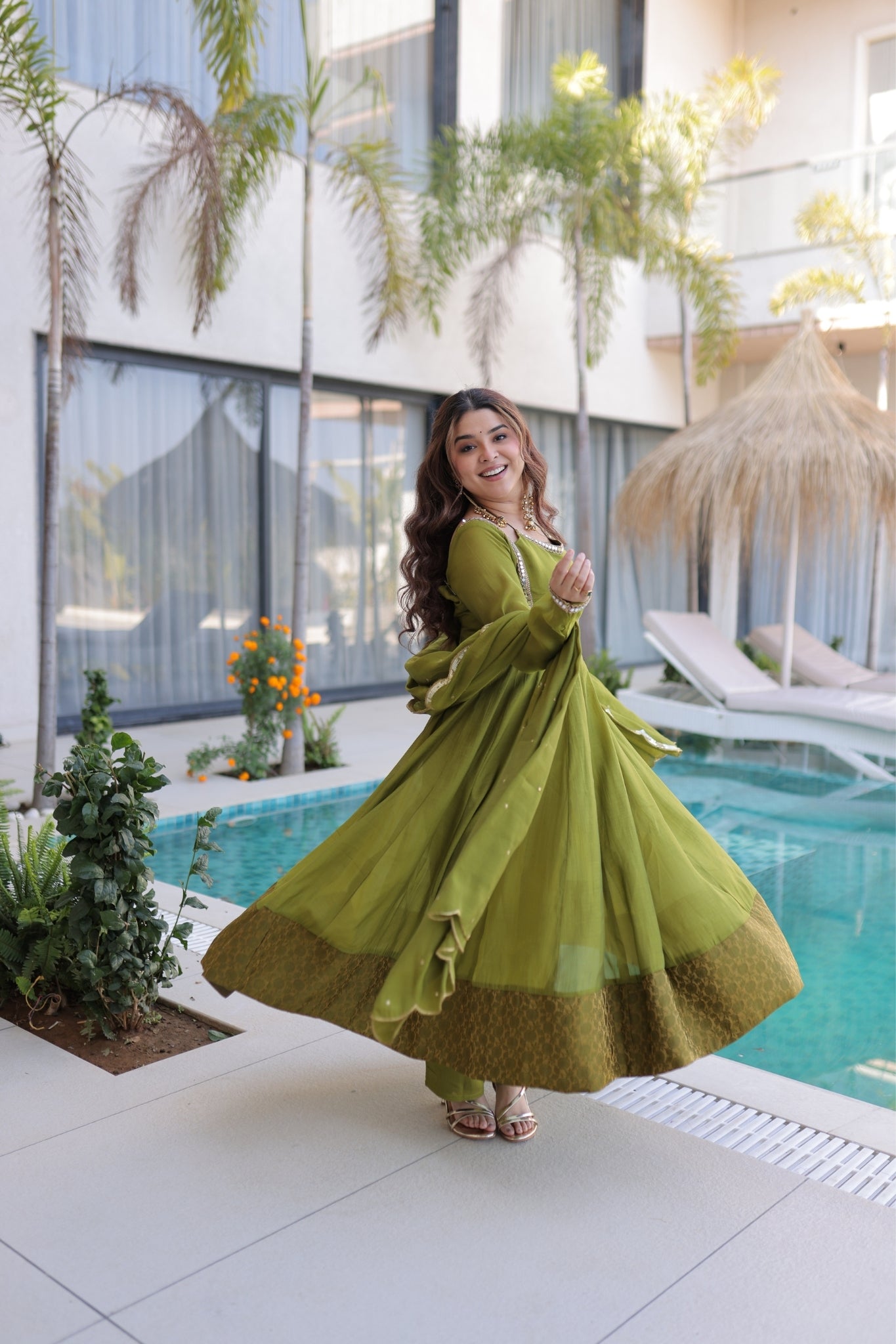 Premium Flared Anarkali Set with Dupatta