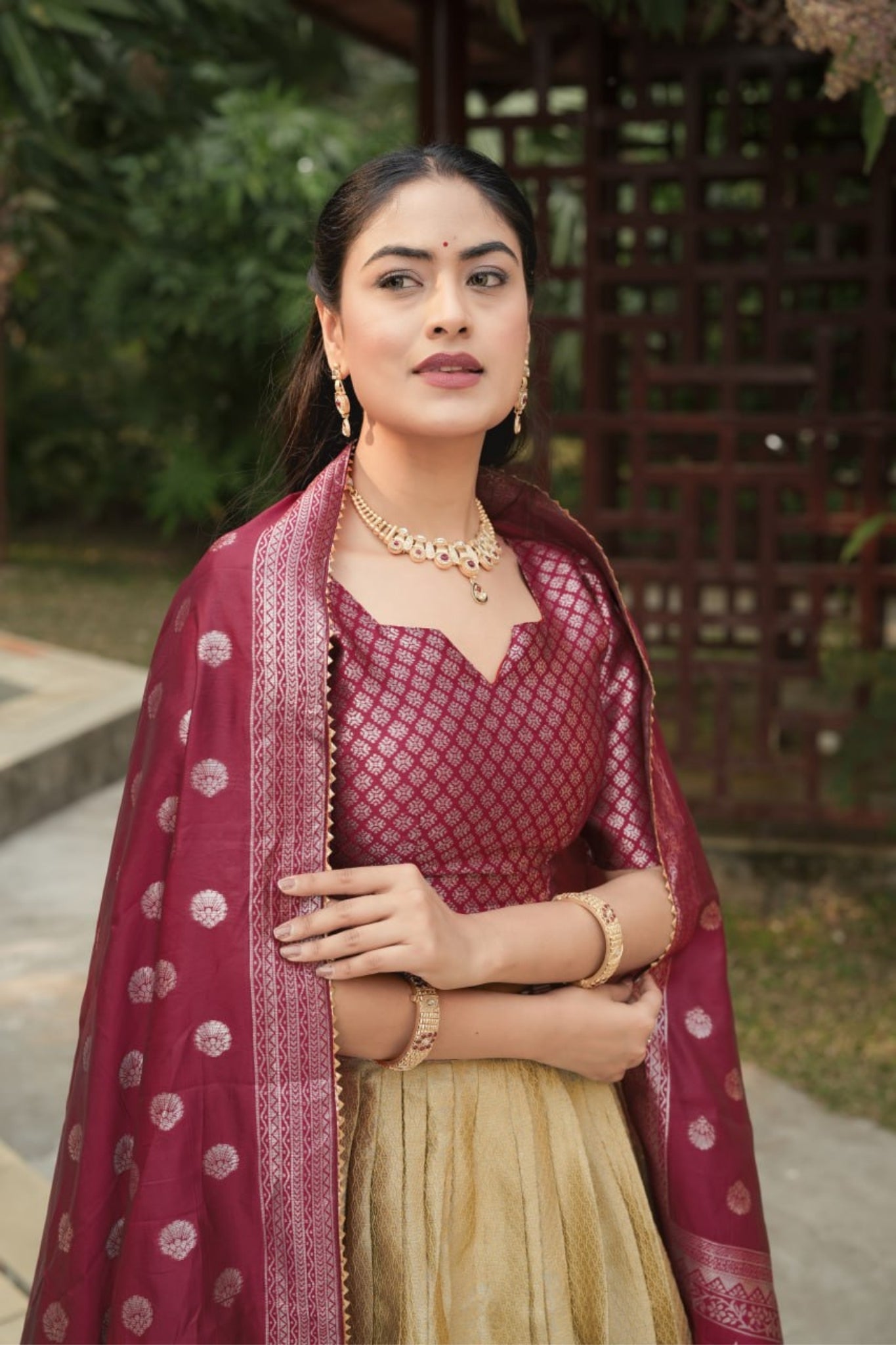Royal Banarasi Silk Lehenga Choli With Contrast Dupatta For Wedding And Festive Wear