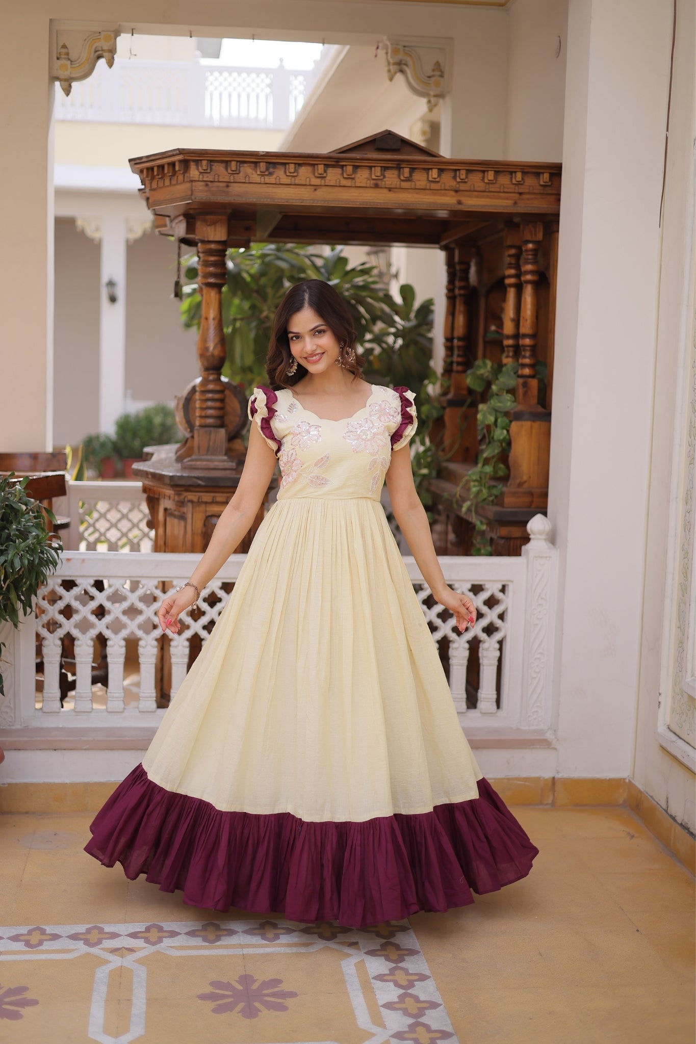 sachin and babi light blue dress Vinny's Creation Anarkali Gown Price in India