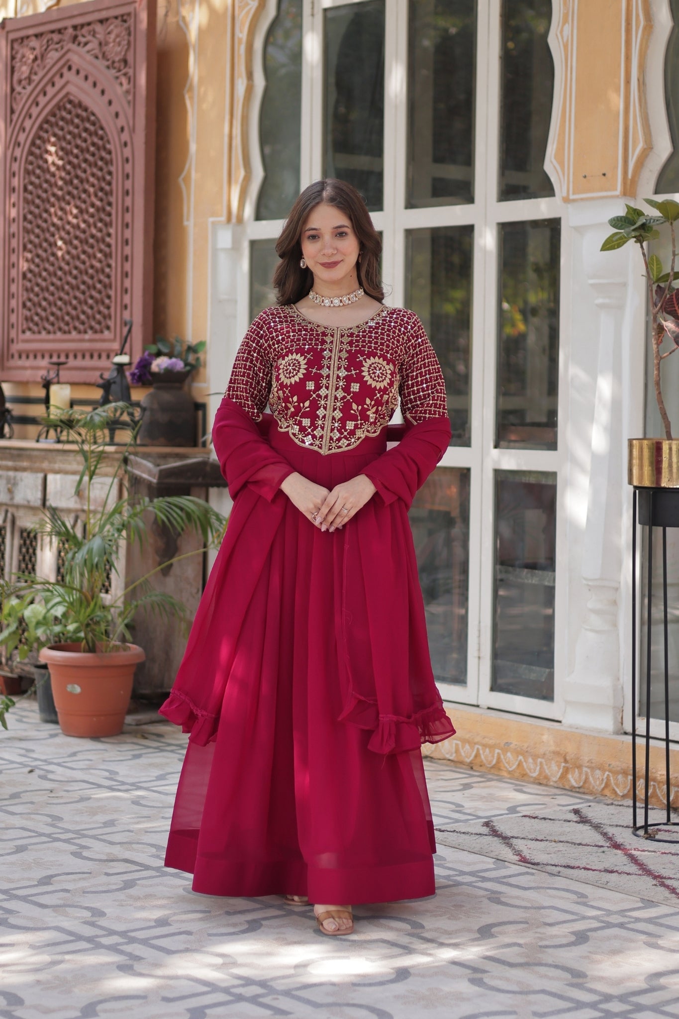 Attractive Georgette Embroidered Designer Anarkali Suit Set