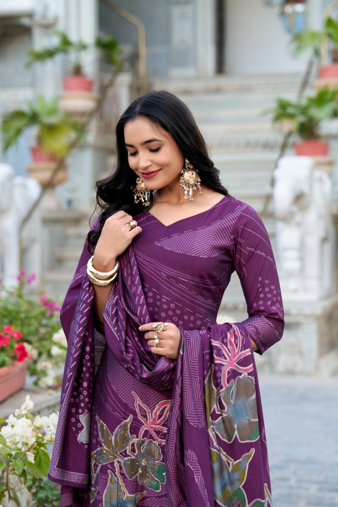 Floral Print Beets Handwork Stunning Salwar Suit