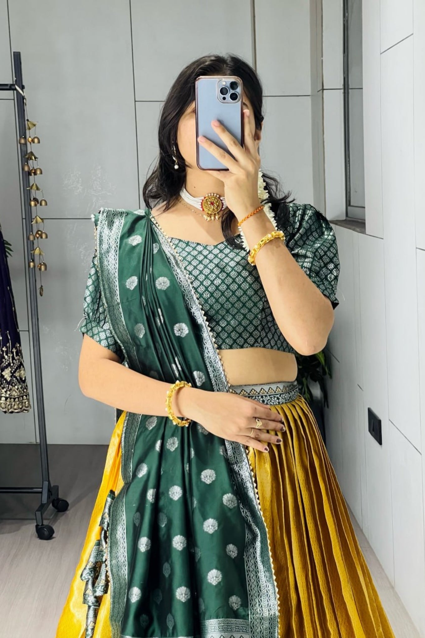 Royal Banarasi Silk Lehenga Choli With Contrast Dupatta For Wedding And Festive Wear