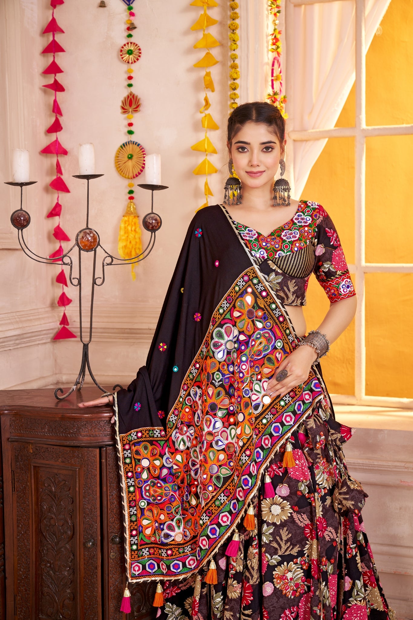 Black Kutchi Patch Work Designer Lehenga Choli