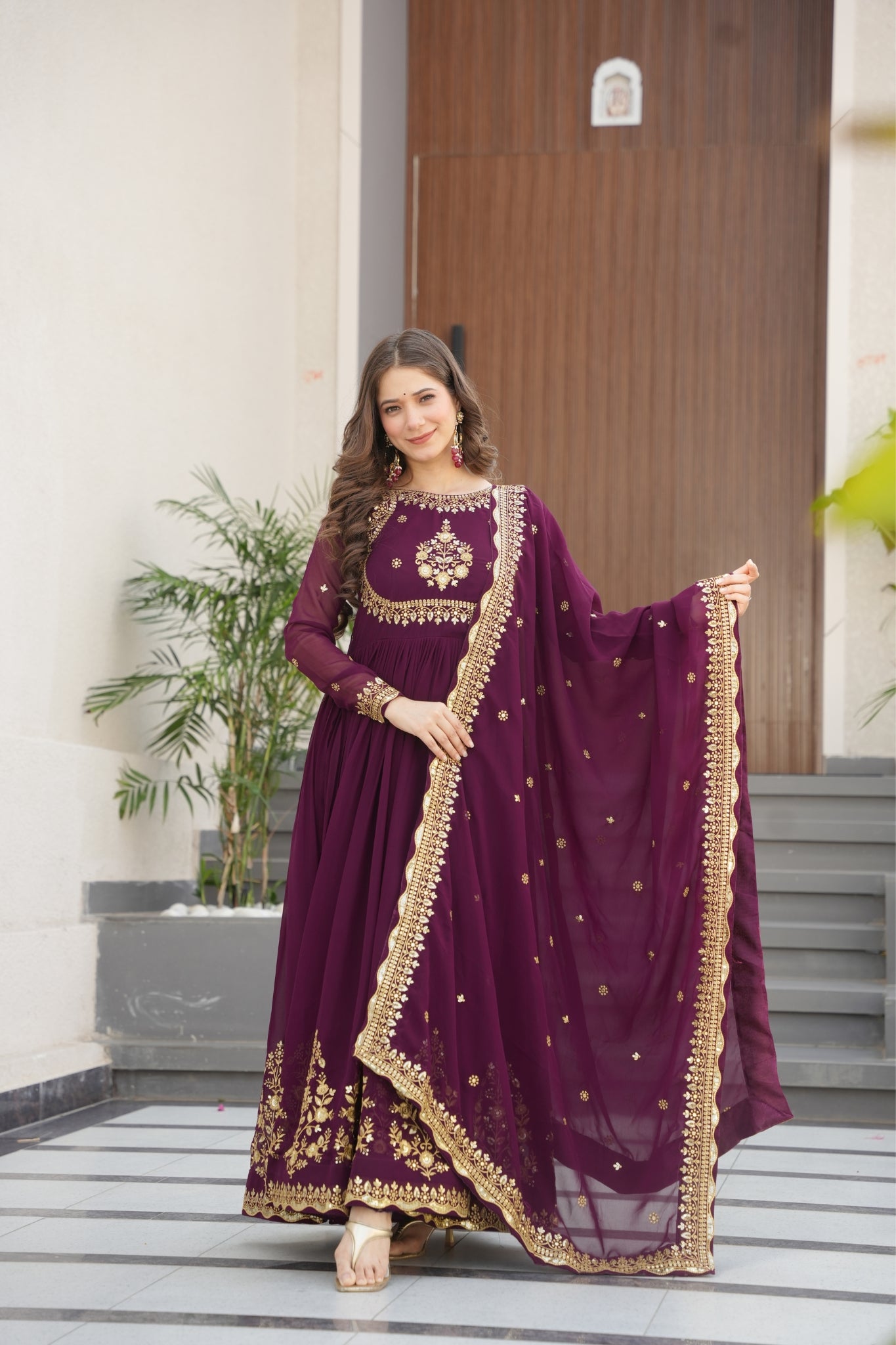Georgette Tread Sequins Embordered Anarkali Suit