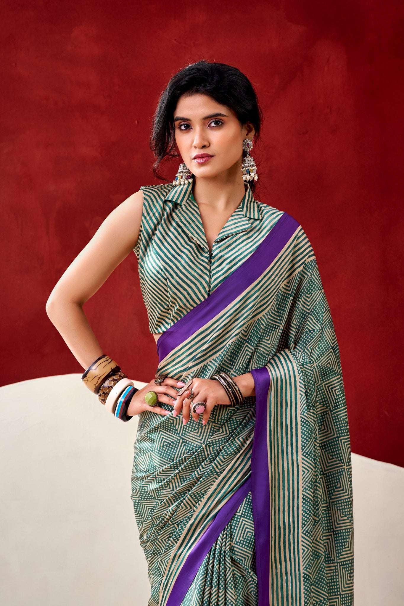 Soft Dull Silk Printed Saree With Elegant Border