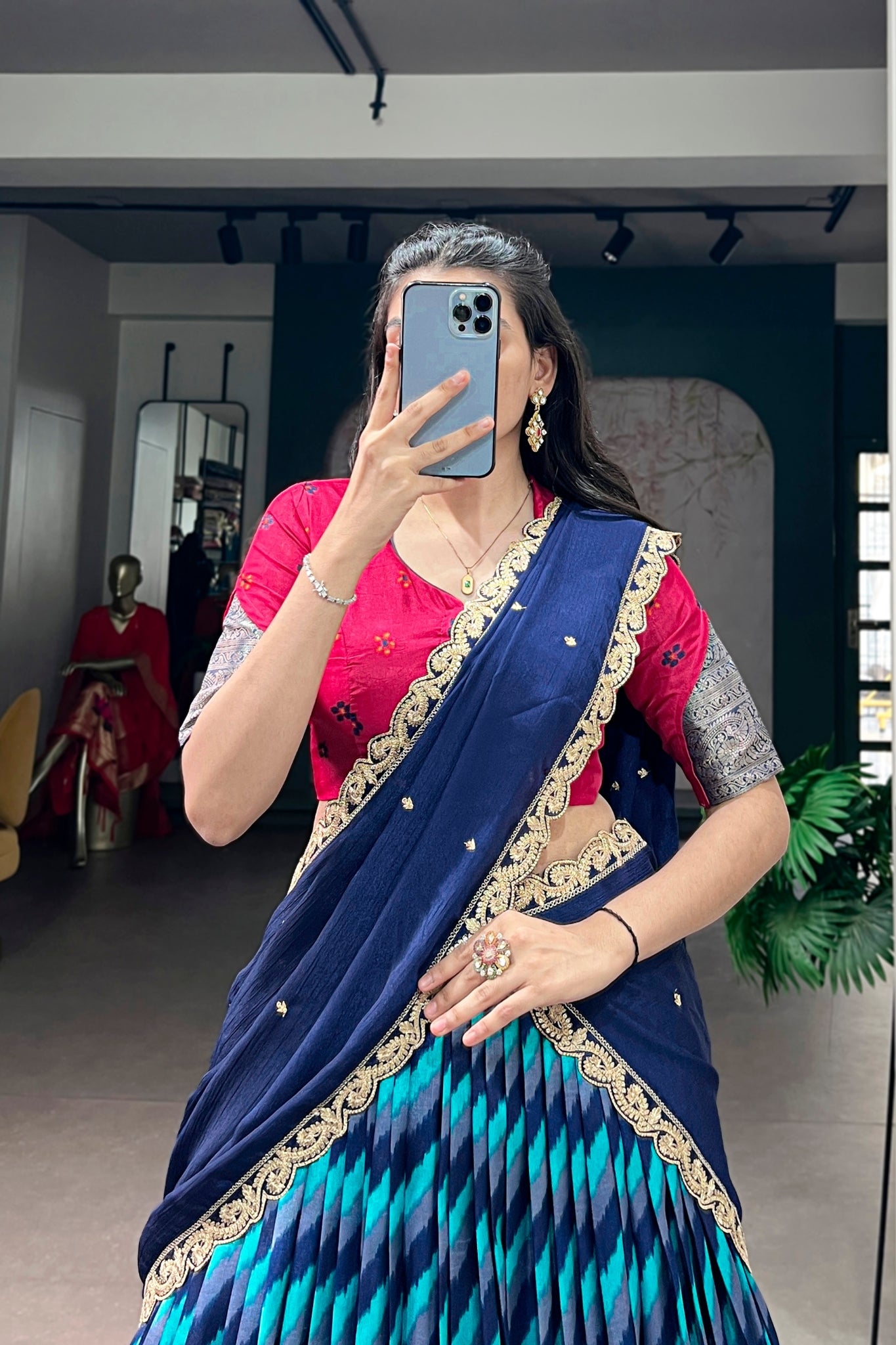 Designer Tasar Silk Leheriya Print Lehenga Choli