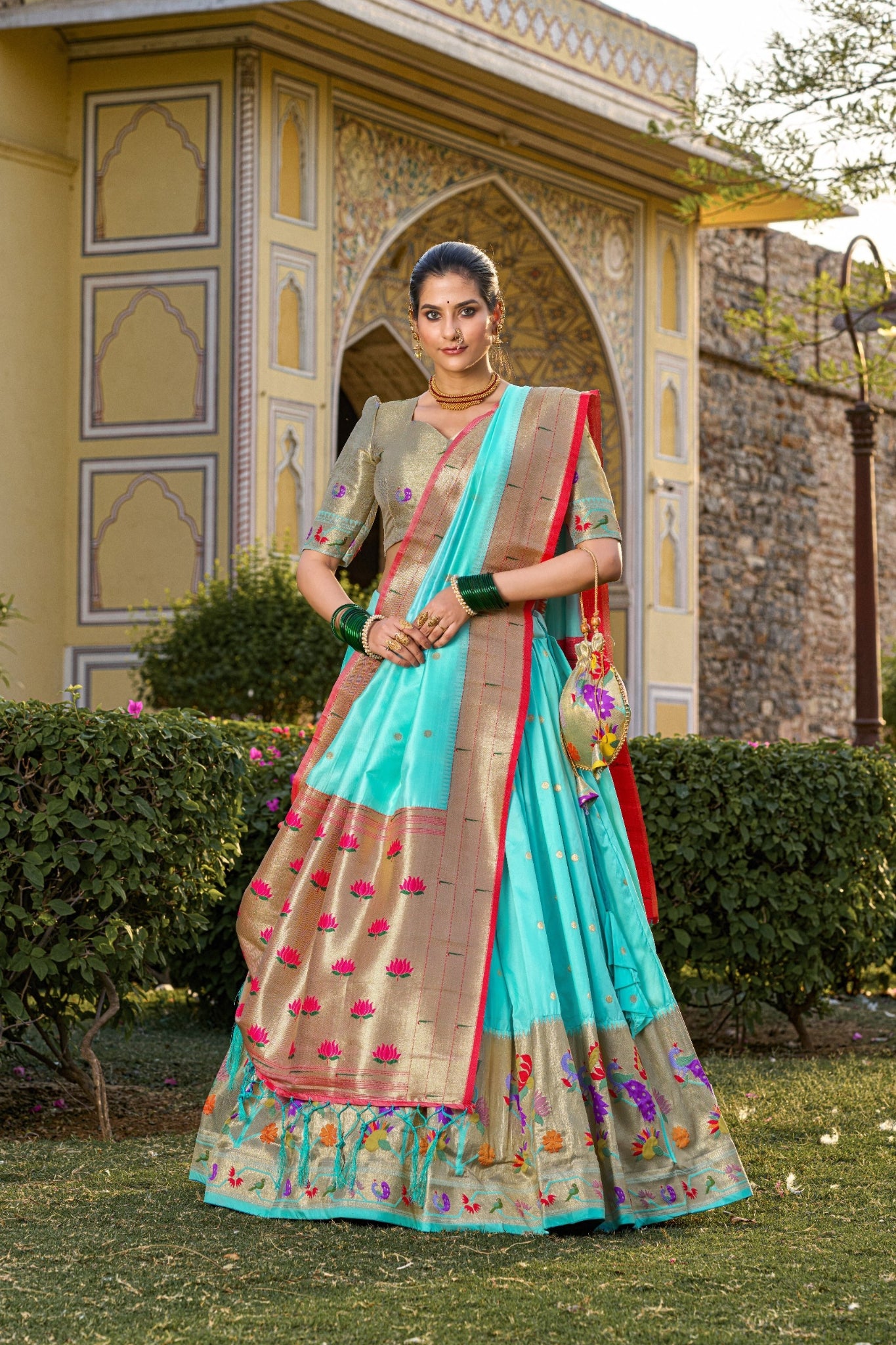 Jacquard Silk Paithani Designer Lehenga Choli