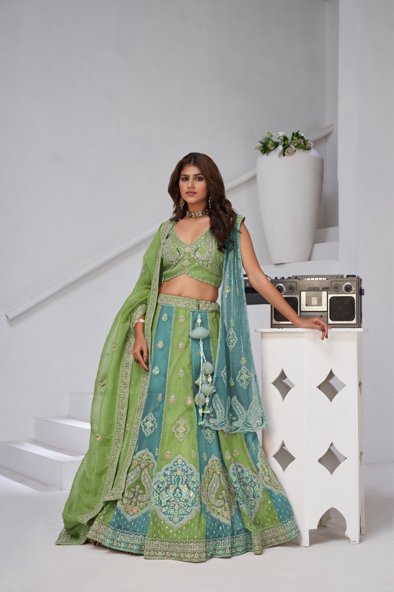 Ethereal Harmony Double Layered Dupatta Bridal Lehenga