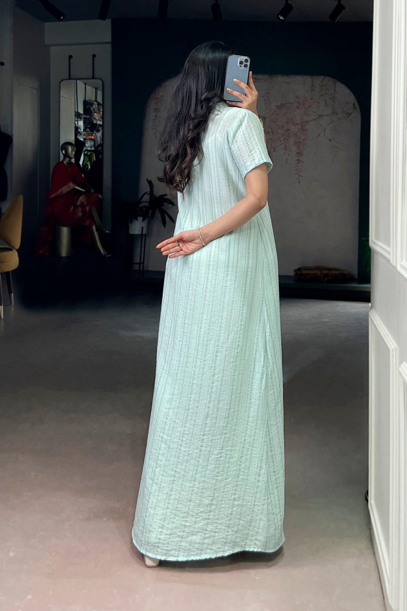 Mint Green Long Overlay Shrug Set
