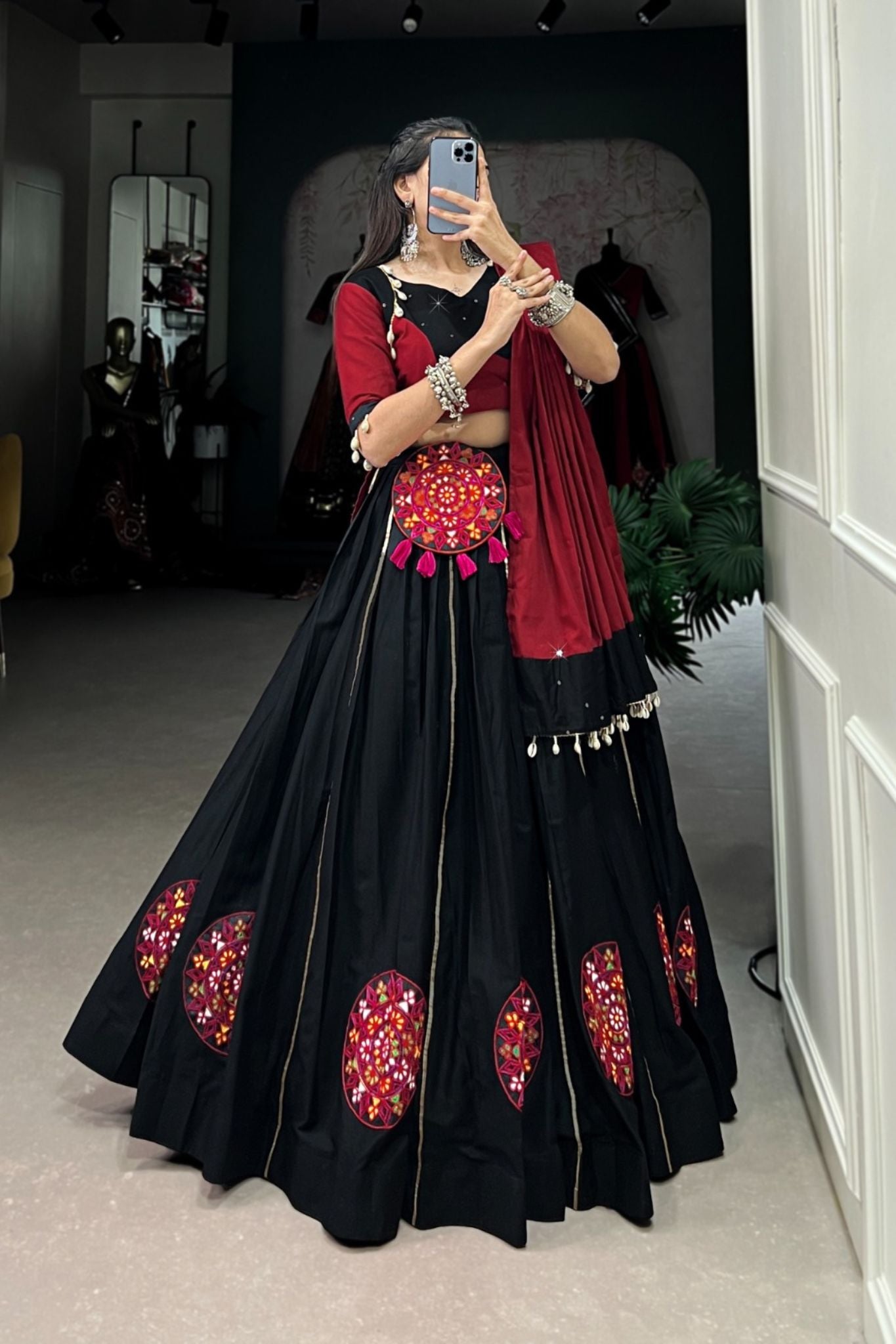 Gamthi Work Pure Cotton Navratri Lehenga Choli